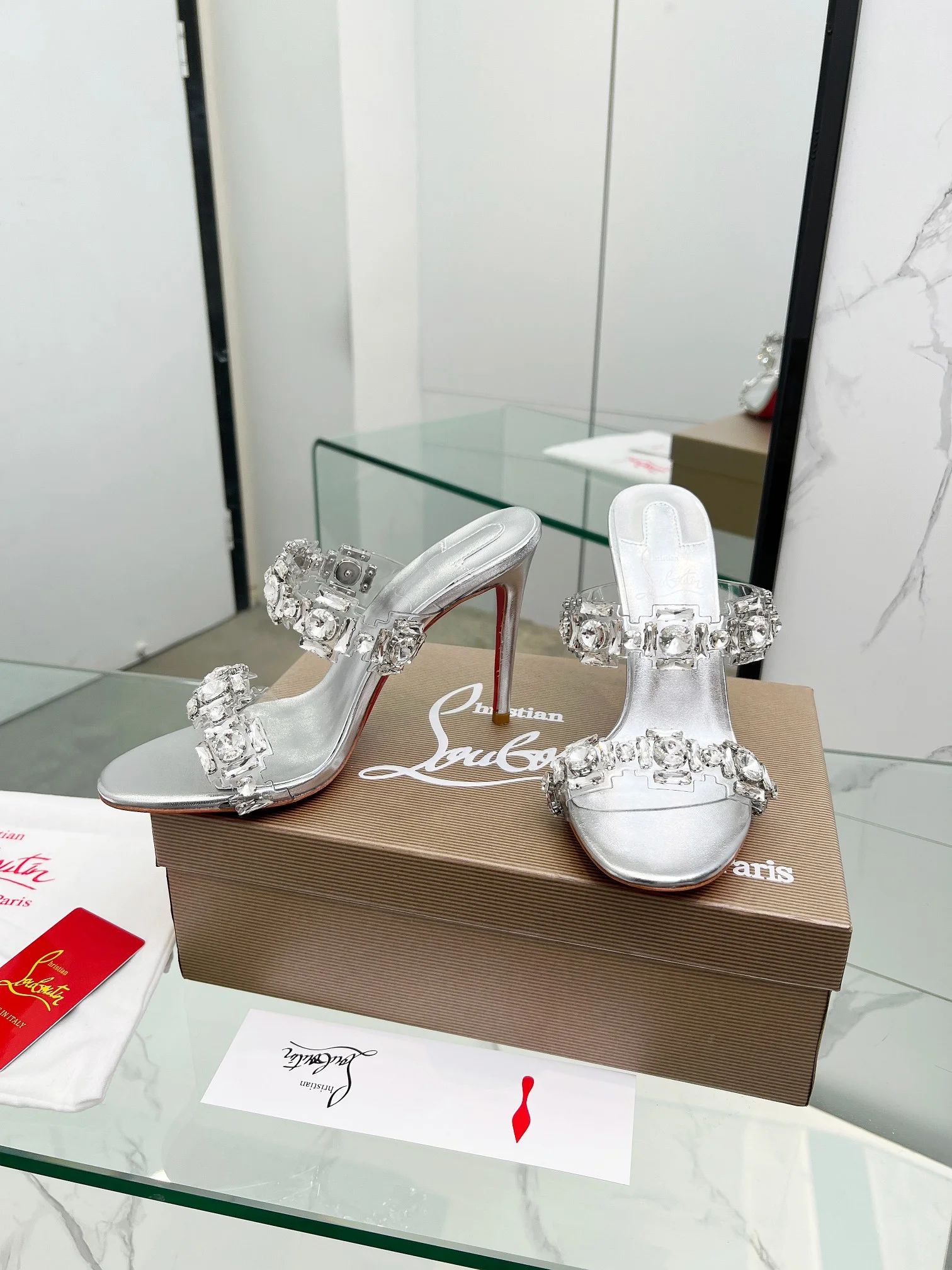 LOUBOUTIN Sandals PVC Crystal Silver-Clear EU35-39 B80202609110013 - Image 2