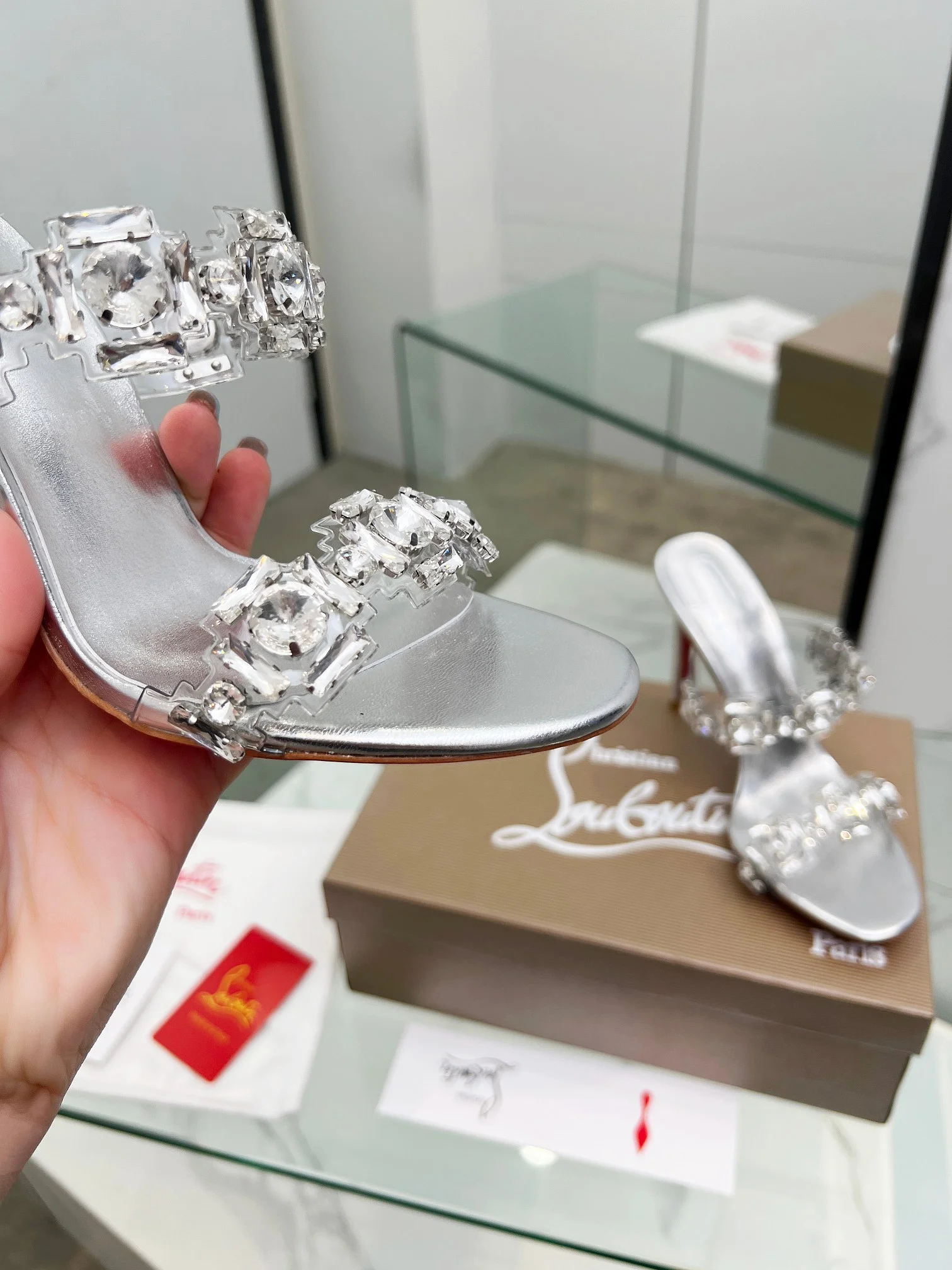 LOUBOUTIN Sandals PVC Crystal Silver-Clear EU35-39 B80202609110013 - Image 6