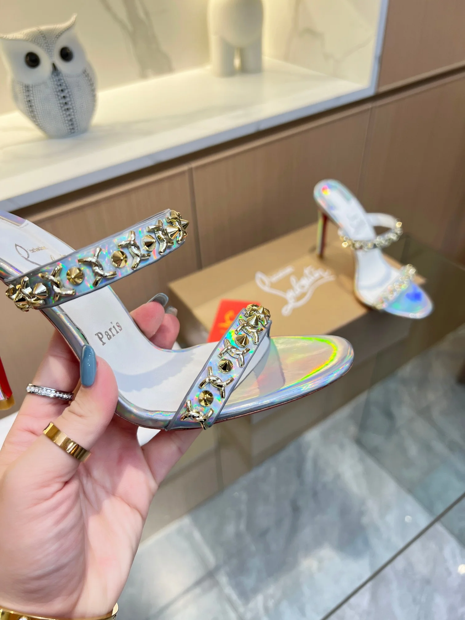 LOUBOUTIN Sandals Silver-Red B60202609110026 - Image 6