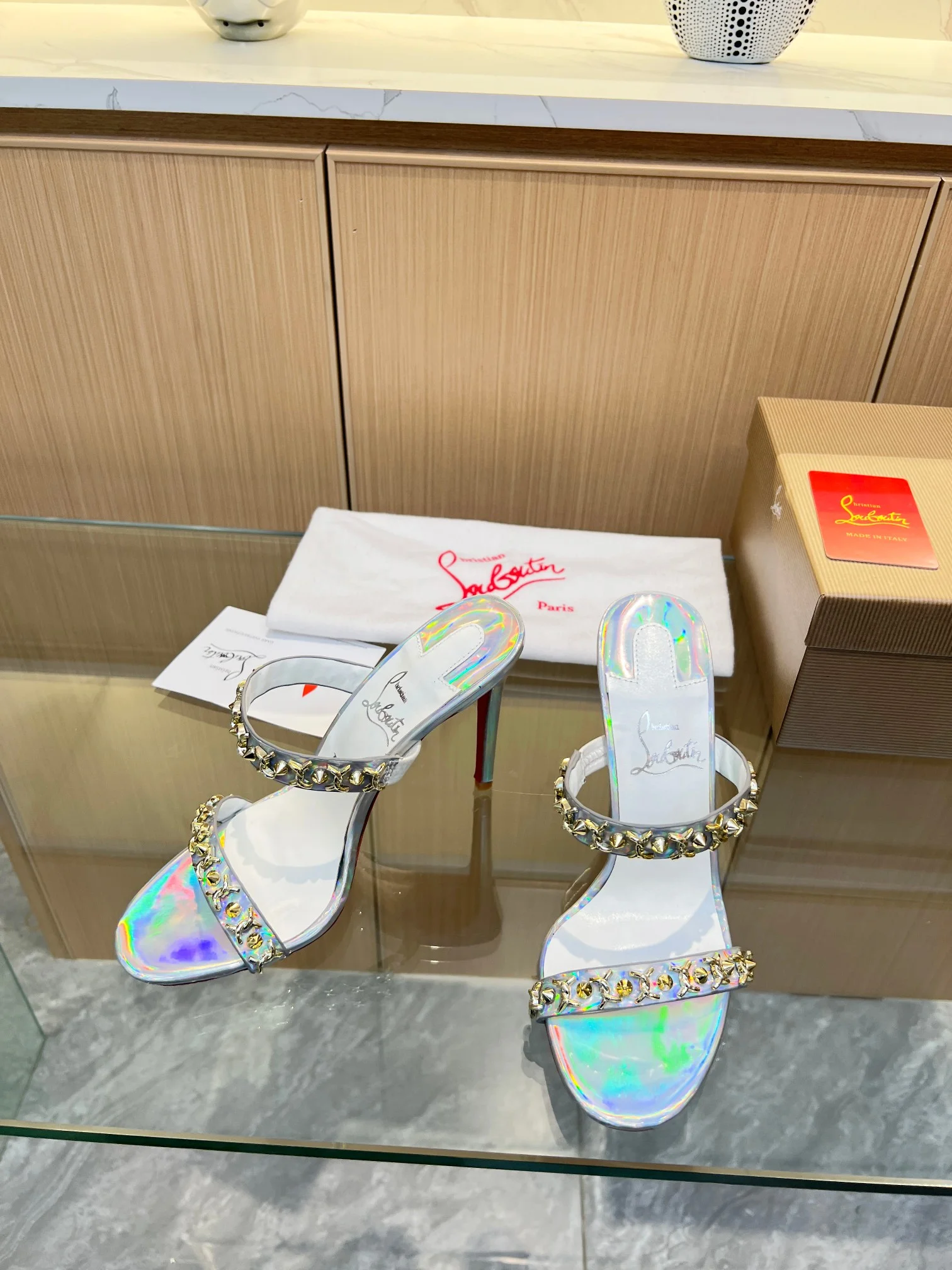 LOUBOUTIN Sandals Silver-Red B60202609110026 - Image 8