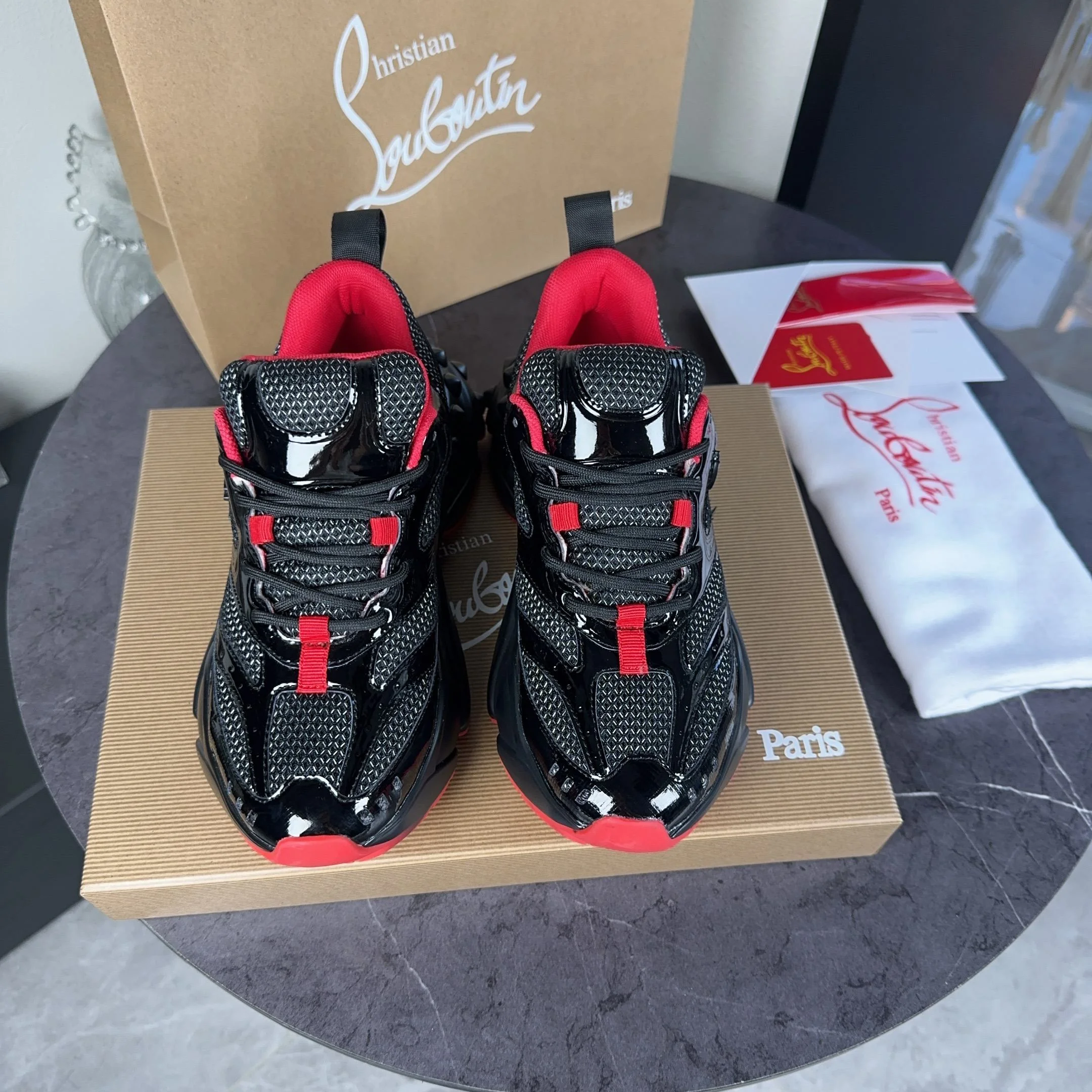 LOUBOUTIN Sneakers Black-Red C40202609110660 - Image 3