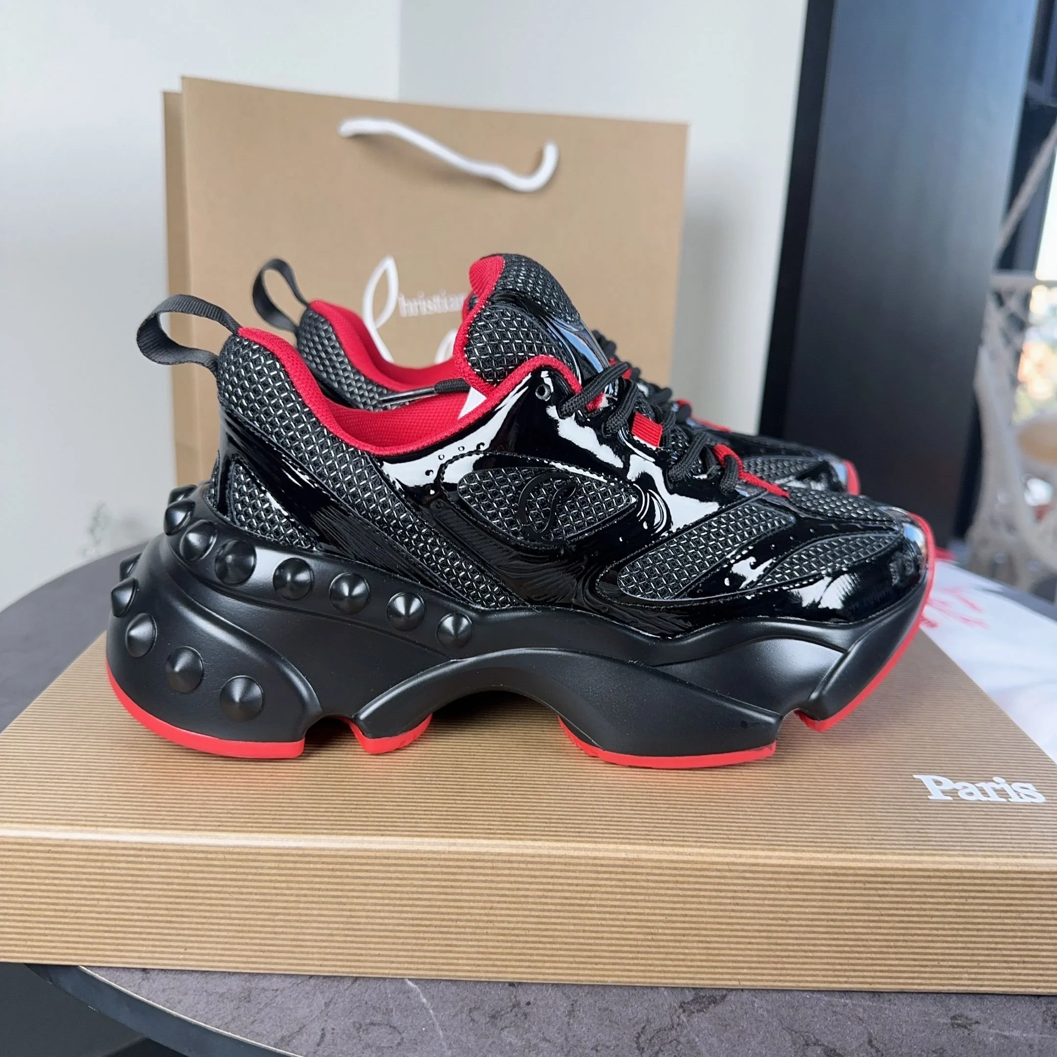LOUBOUTIN Sneakers Black-Red C40202609110660 - Image 4