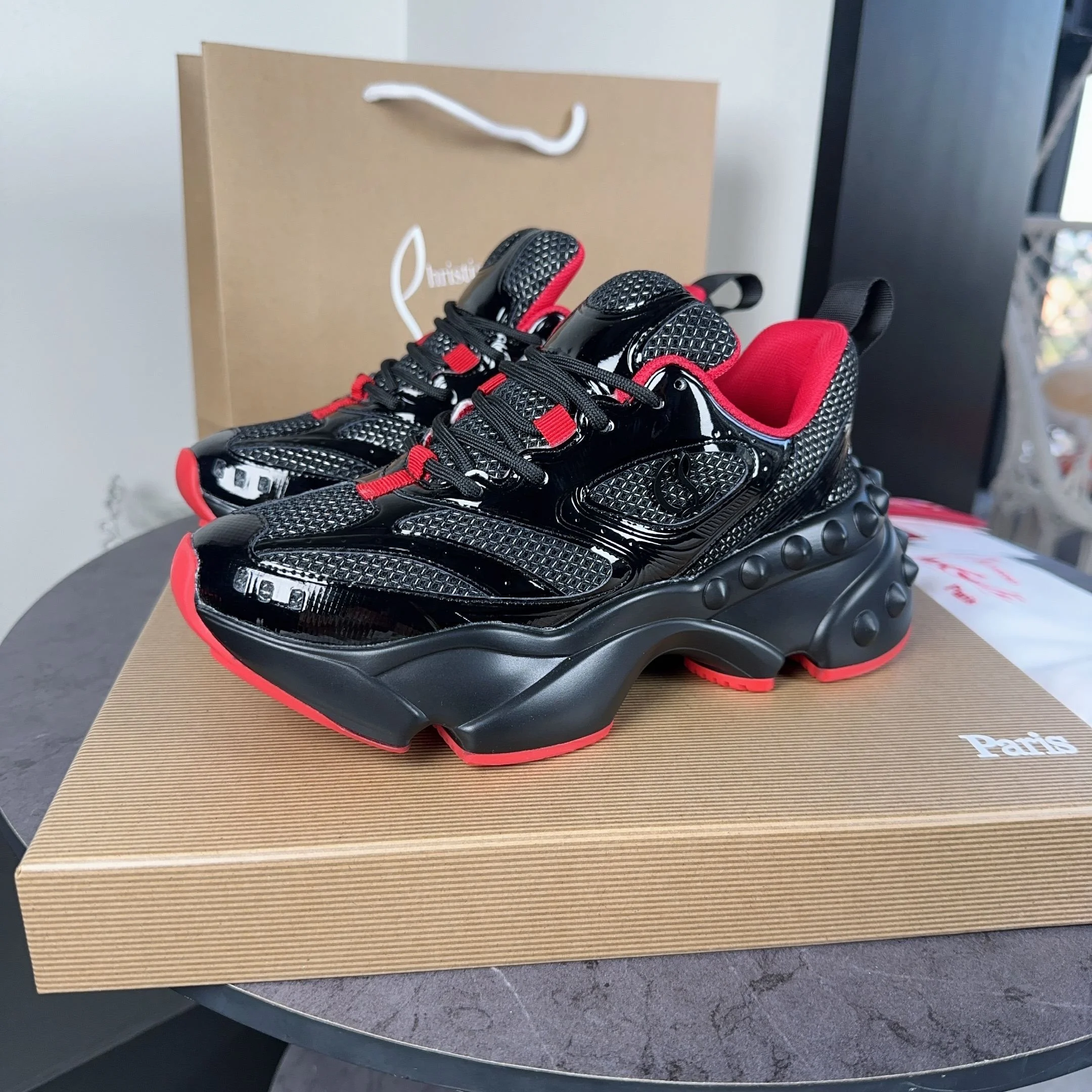 LOUBOUTIN Sneakers Black-Red C40202609110660 - Image 7