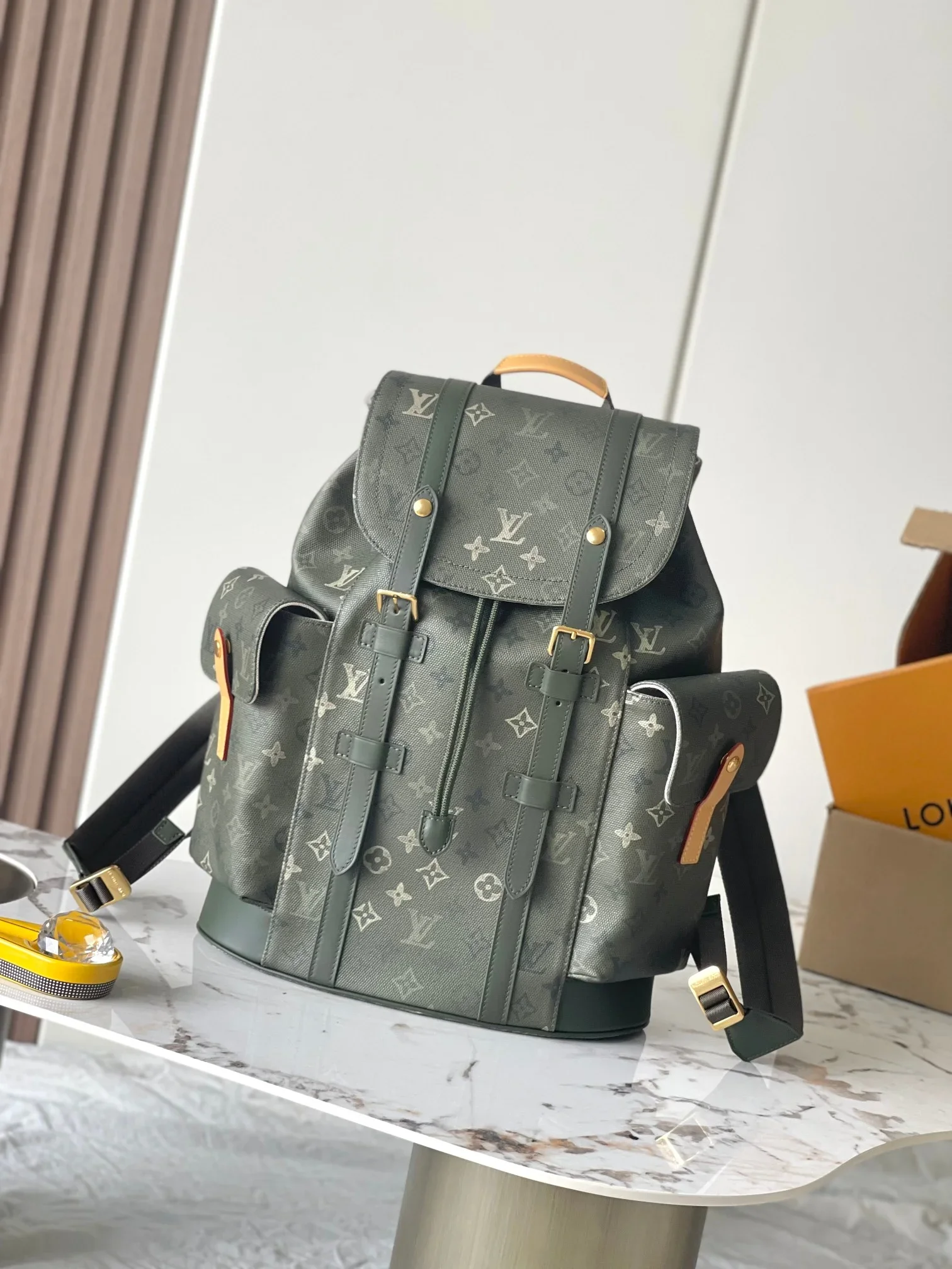 LV Backpacks Bags Green-Gold 33X47X12CM A000202609090313