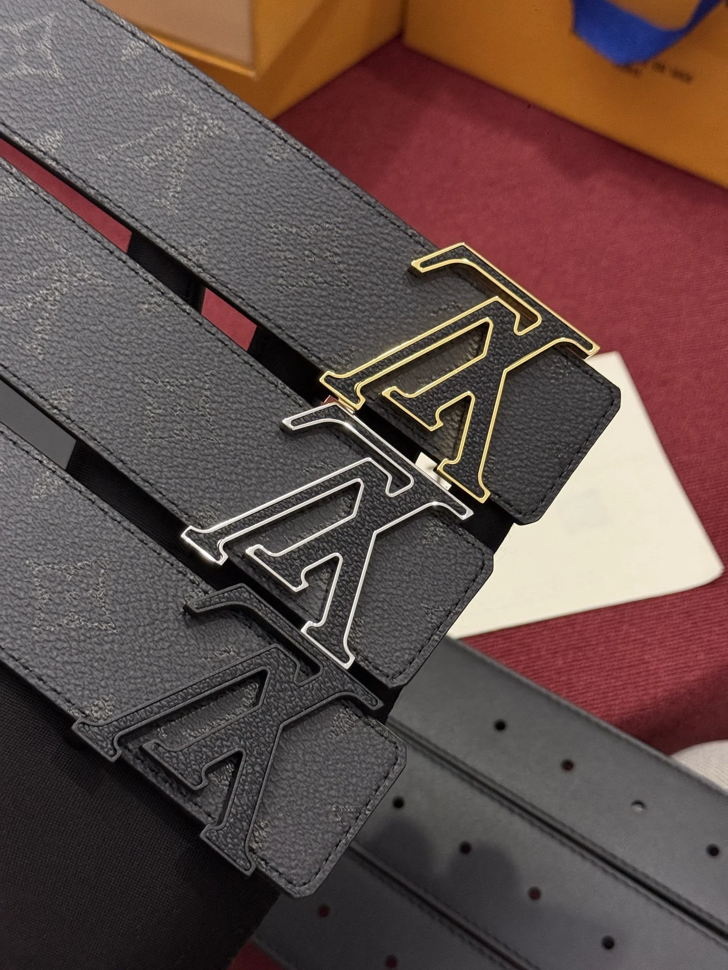 LV Belts Canvas Leather Black-Gold-Silver A60202609070506