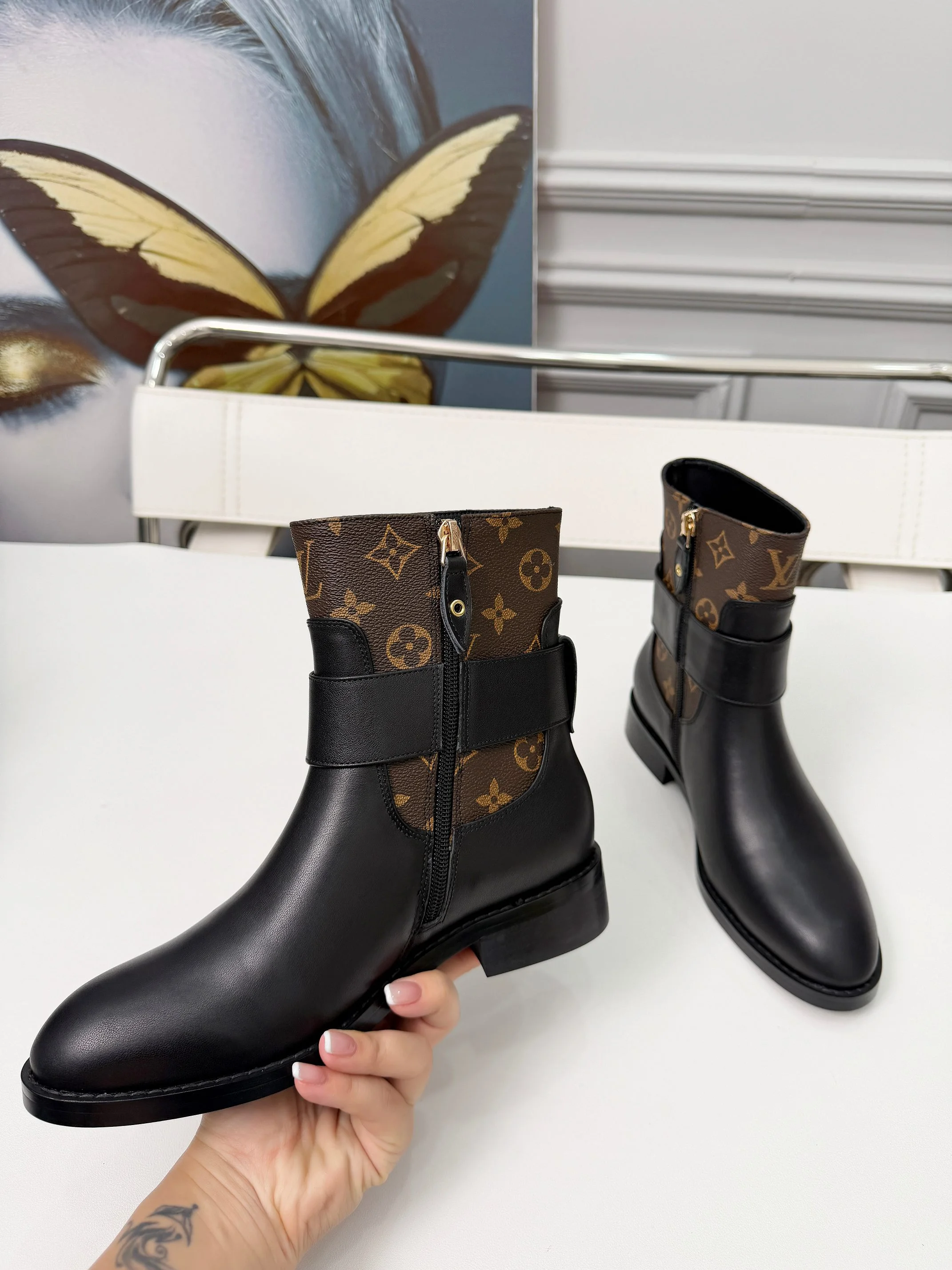 LV Booties Calf Leather Black-Brown EU35-40 B70202609111706 - Image 5