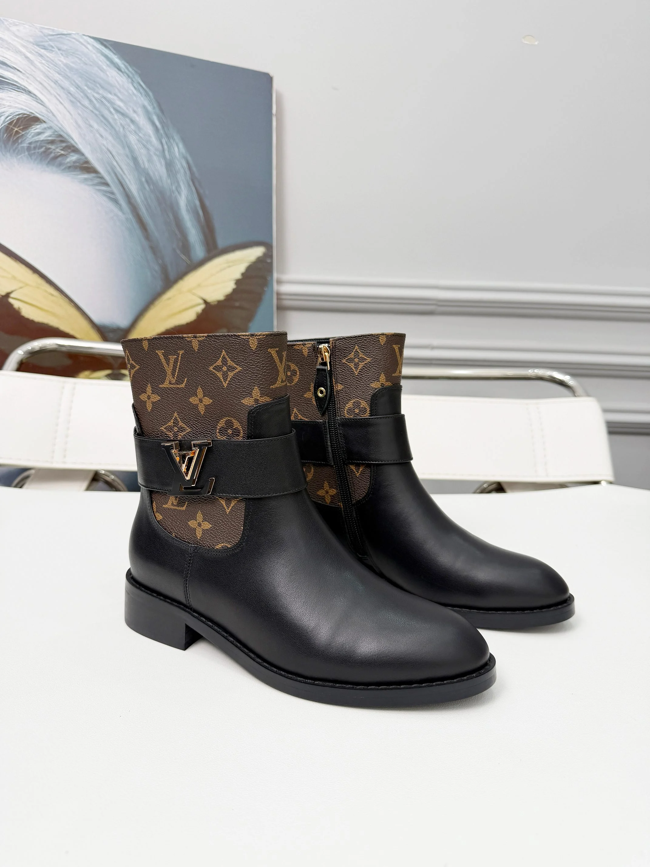 LV Booties Calf Leather Black-Brown EU35-40 B70202609111706 - Image 7