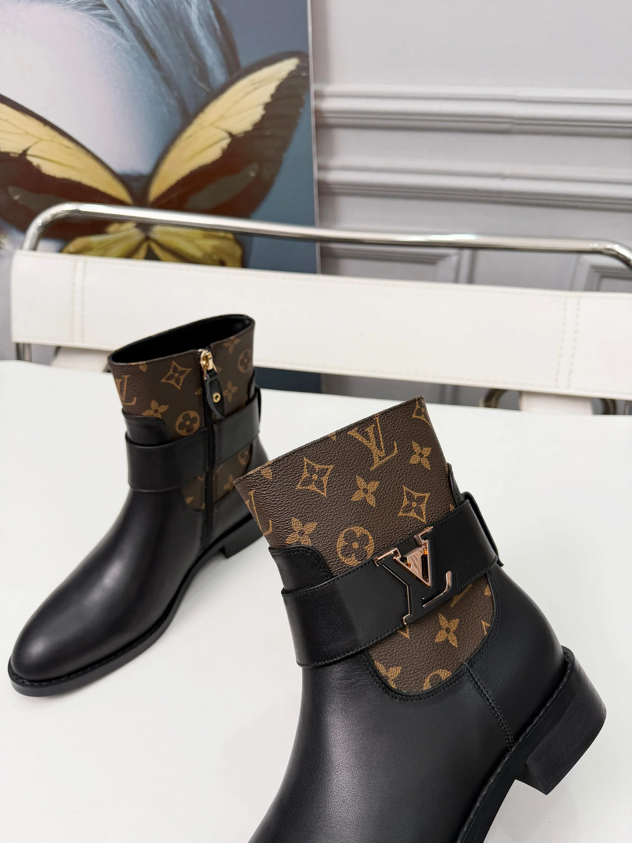 LV Booties Calf Leather Black-Brown EU35-40 B70202609111706 - Image 8