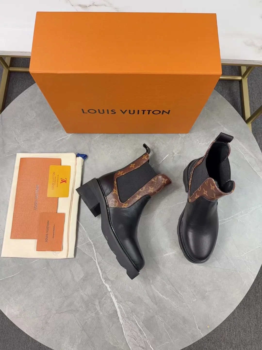 LV Booties Calf Leather Black-Brown EU35-41 B90202609111238