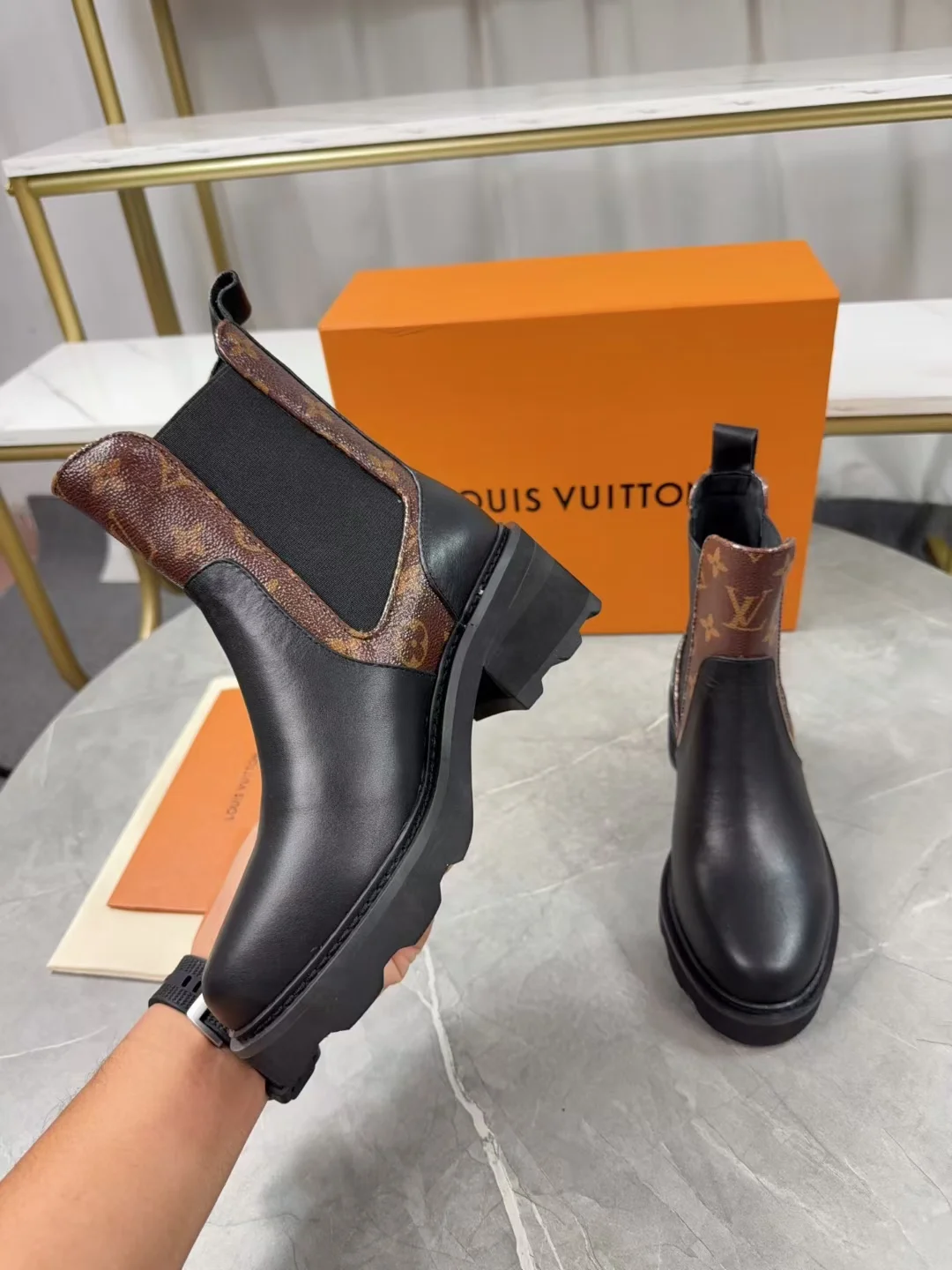 LV Booties Calf Leather Black-Brown EU35-41 B90202609111238 - Image 2