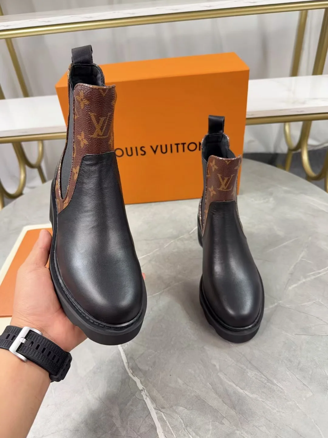 LV Booties Calf Leather Black-Brown EU35-41 B90202609111238 - Image 4