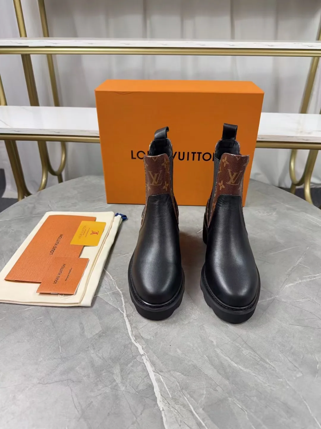 LV Booties Calf Leather Black-Brown EU35-41 B90202609111238 - Image 7
