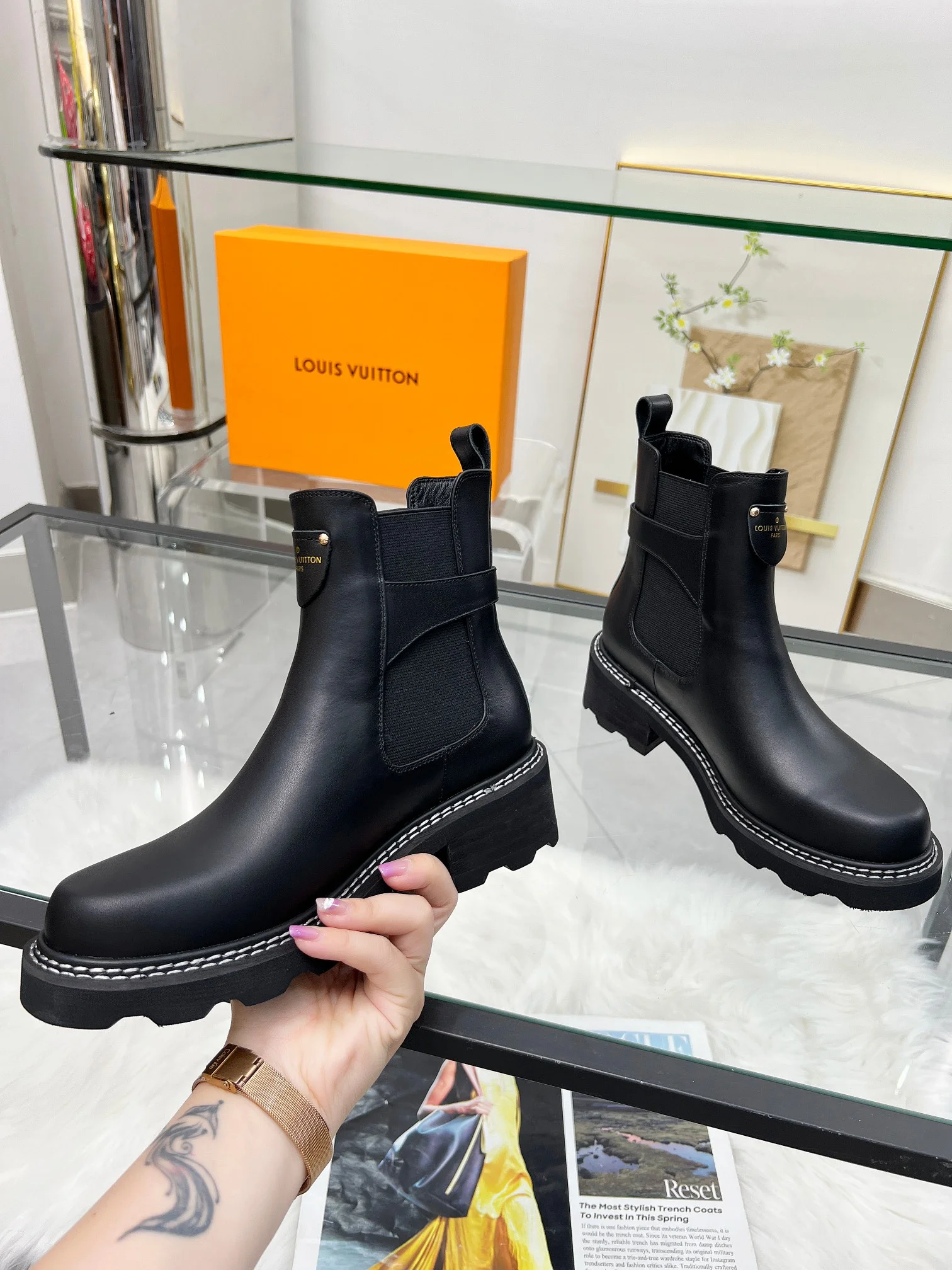 LV Booties Calf Suede Black-Gold EU35-40 B60202609111736 - Image 6