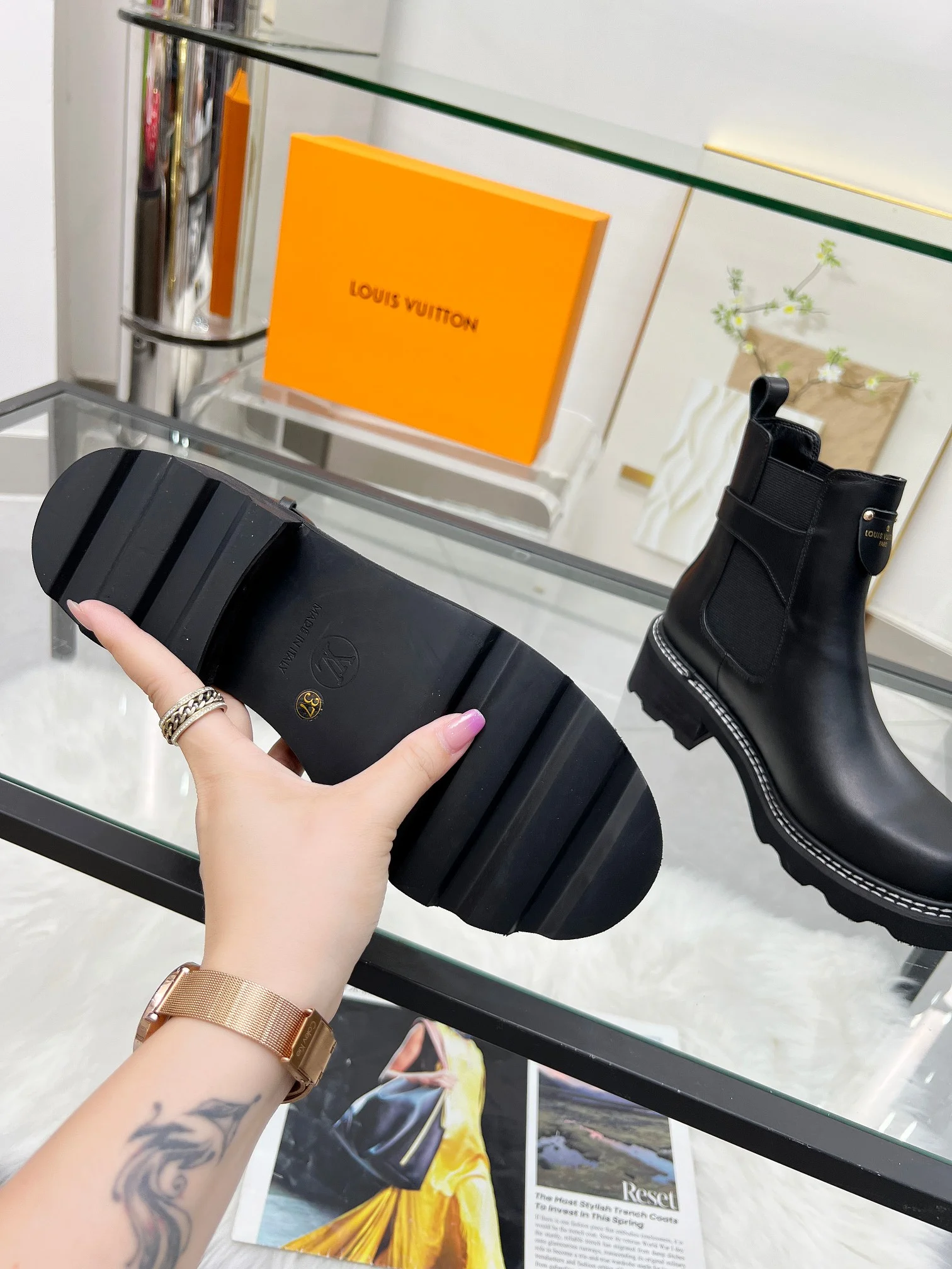 LV Booties Calf Suede Black-Gold EU35-40 B60202609111736 - Image 8