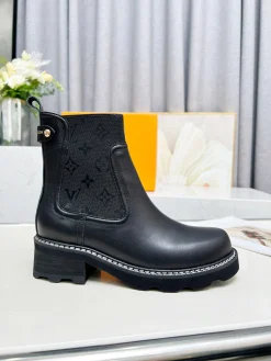 LV Booties Full-grain Leather Black-Gold EU35-40 B70202609111740