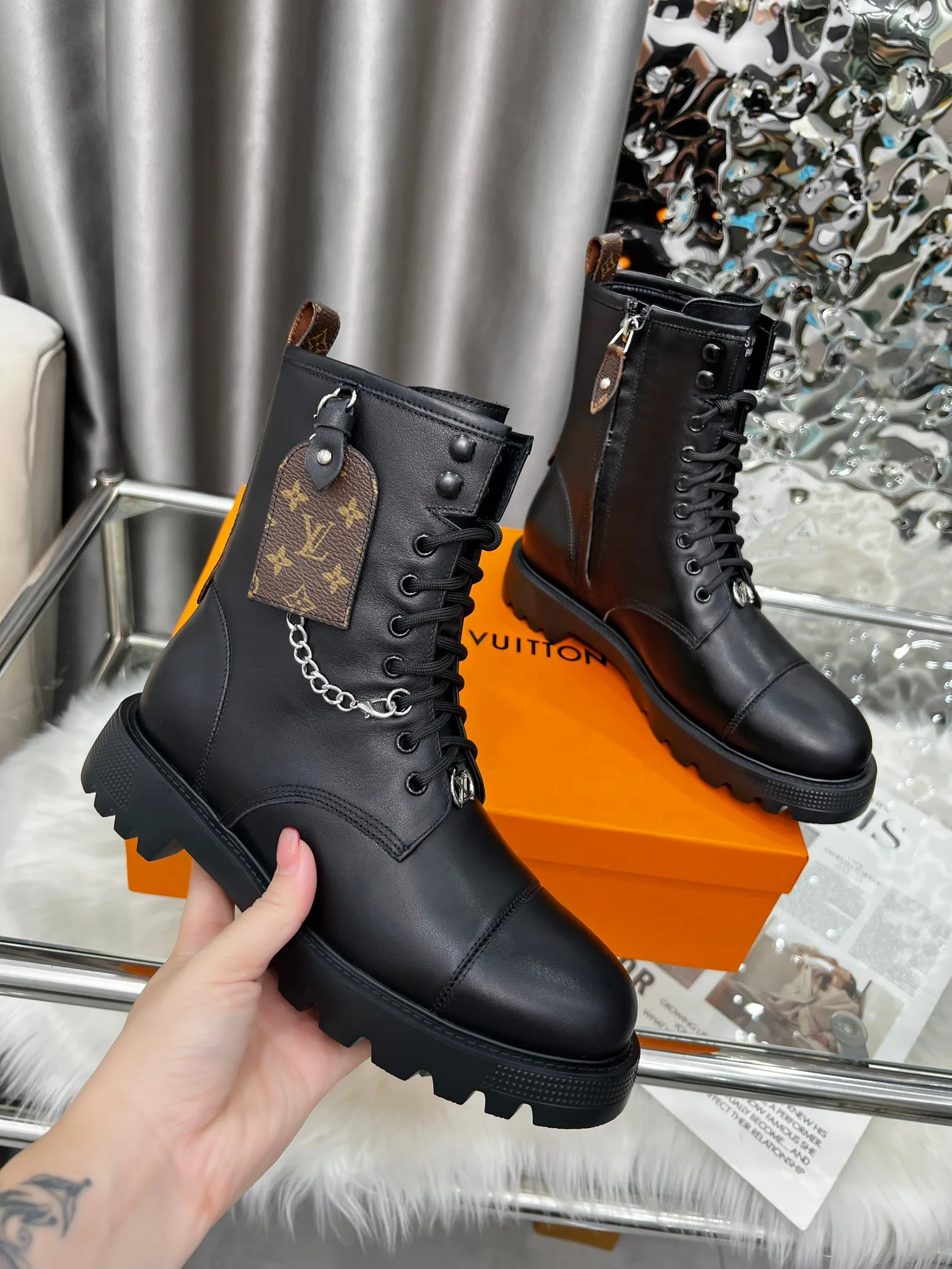 LV Boots Full-grain Leather Black-Brown EU35-40 B90202609111726 - Image 3