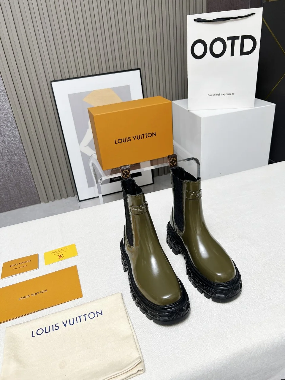 LV Boots Patent Calf Leather Green-Black EU35-41 C10202609111240 - Image 3