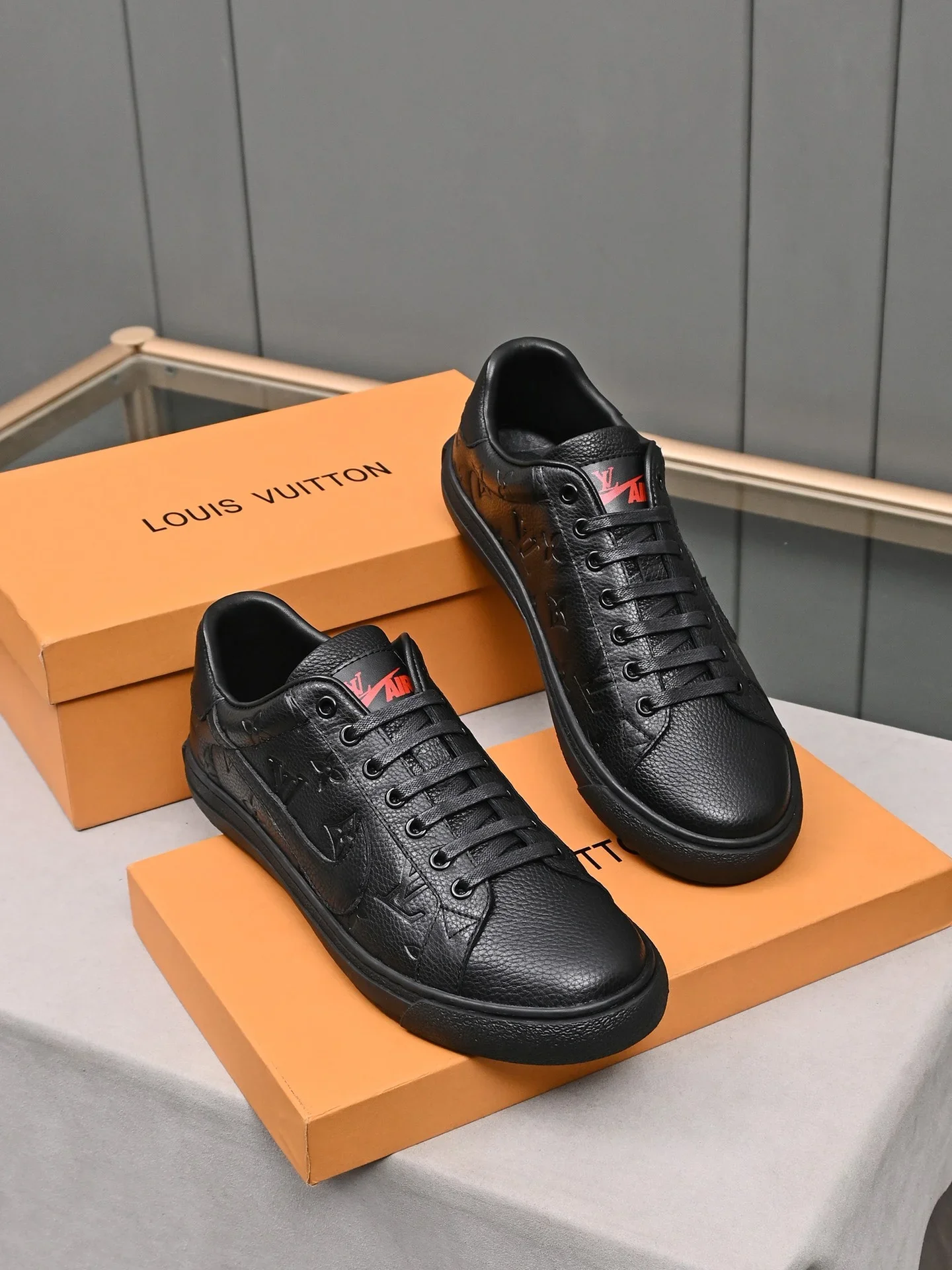 LV Formal Shoes Calfskin Leather Black-Red EU38-44 B00202609112017 - Image 4