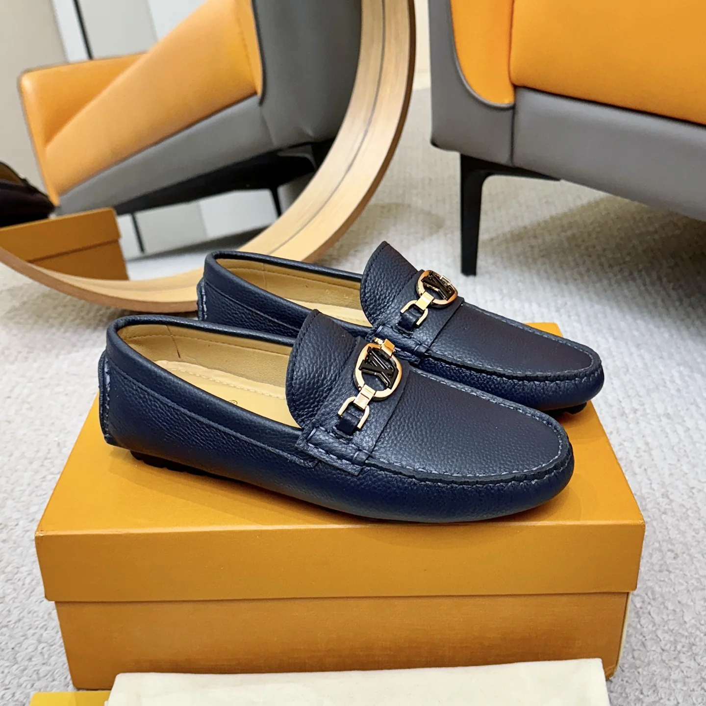 LV Loafers Blue-Gold B00202609110099 - Image 3