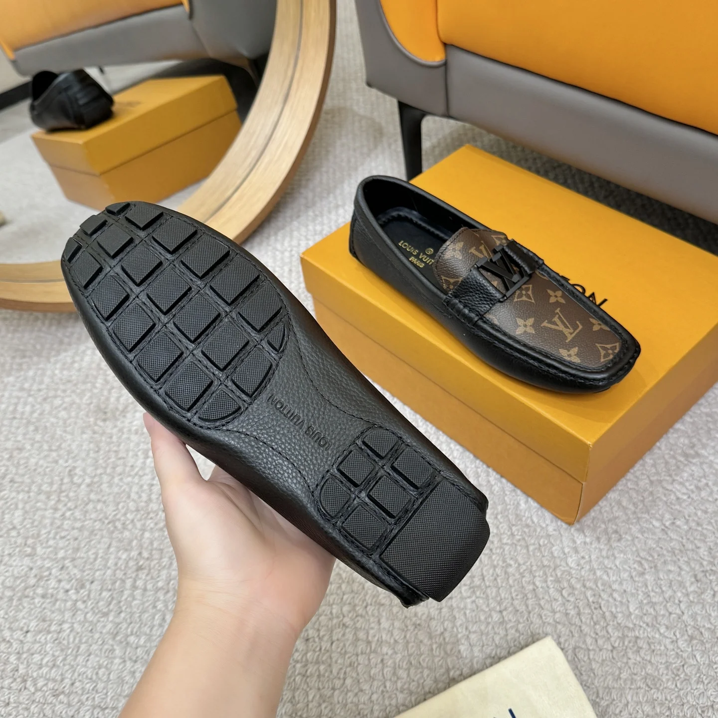 LV Loafers Calf Leather Brown-Black EU38-46 B00202609110119 - Image 7