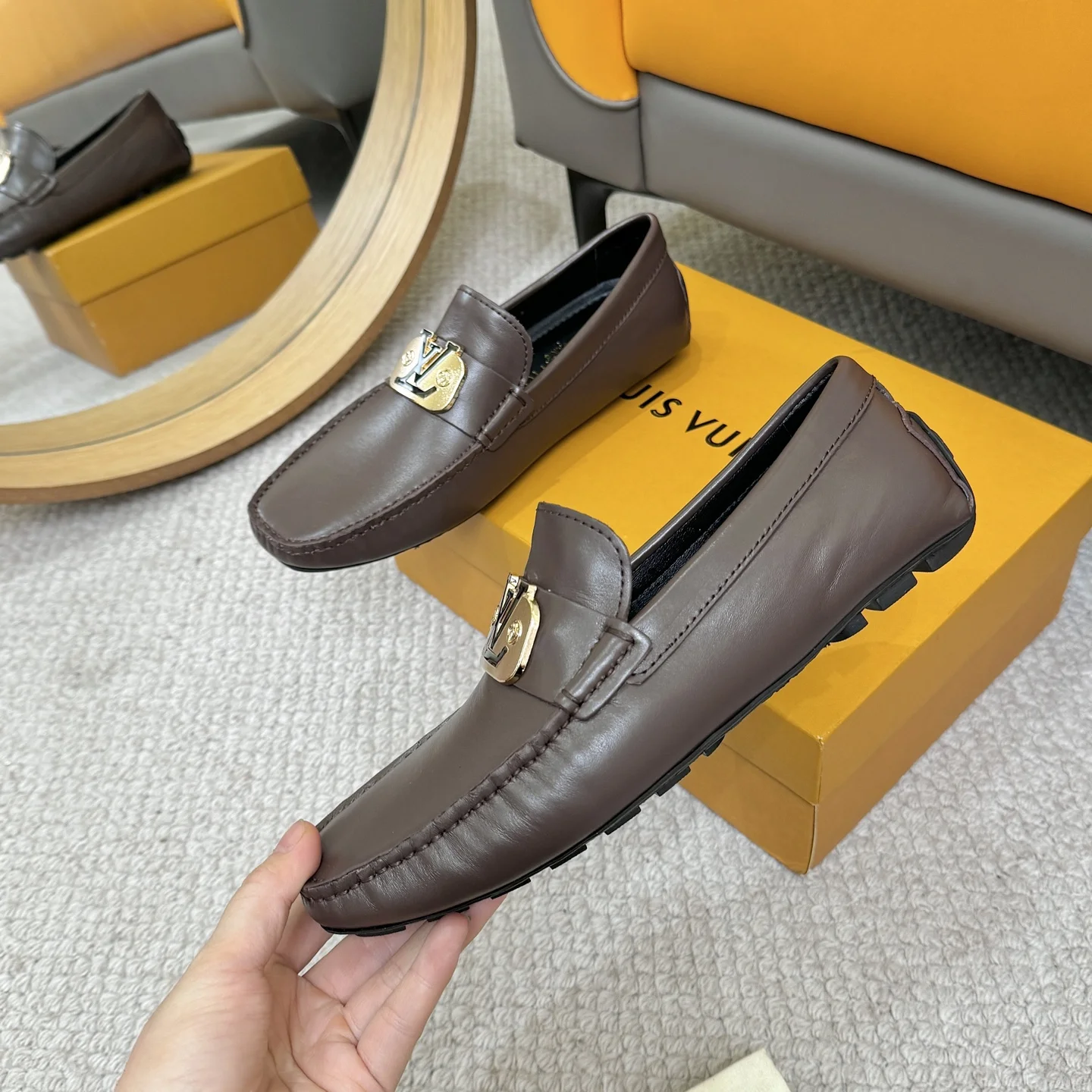 LV Loafers Calf Leather Brown-Gold EU38-46 B00202609110110 - Image 4