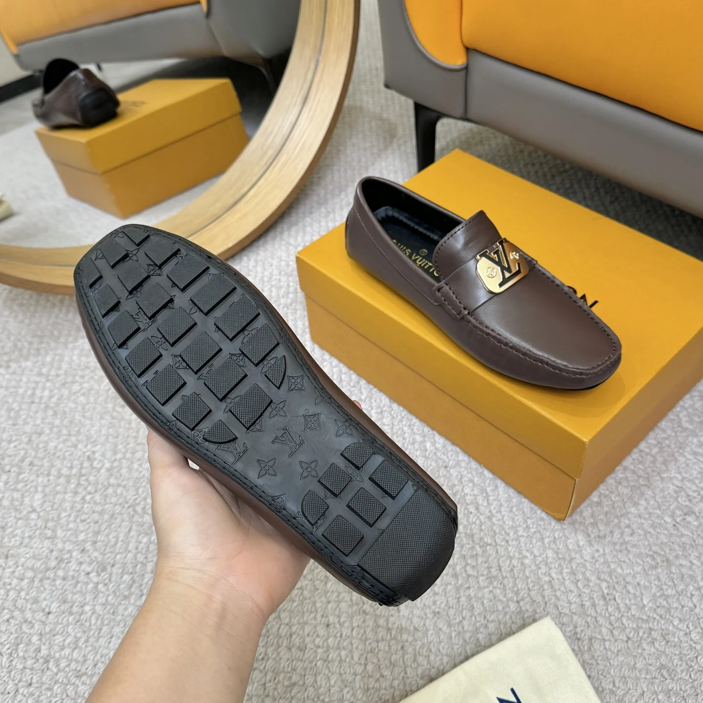 LV Loafers Calf Leather Brown-Gold EU38-46 B00202609110110 - Image 7