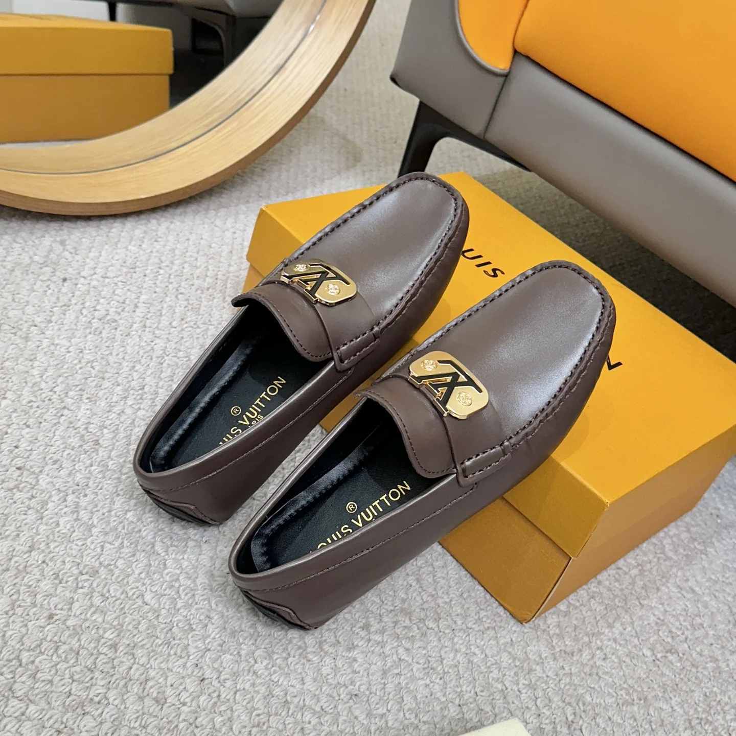 LV Loafers Calf Leather Brown-Gold EU38-46 B00202609110110 - Image 8