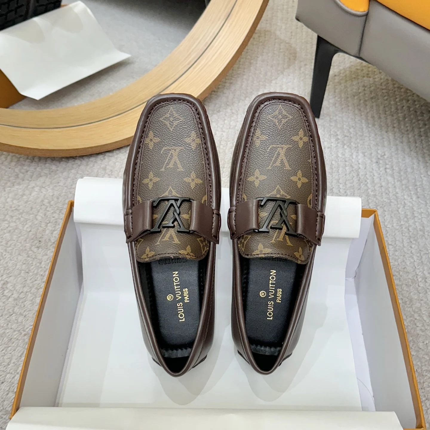 LV Loafers Calfskin Leather Brown-Black EU38-46 B00202609110123 - Image 2