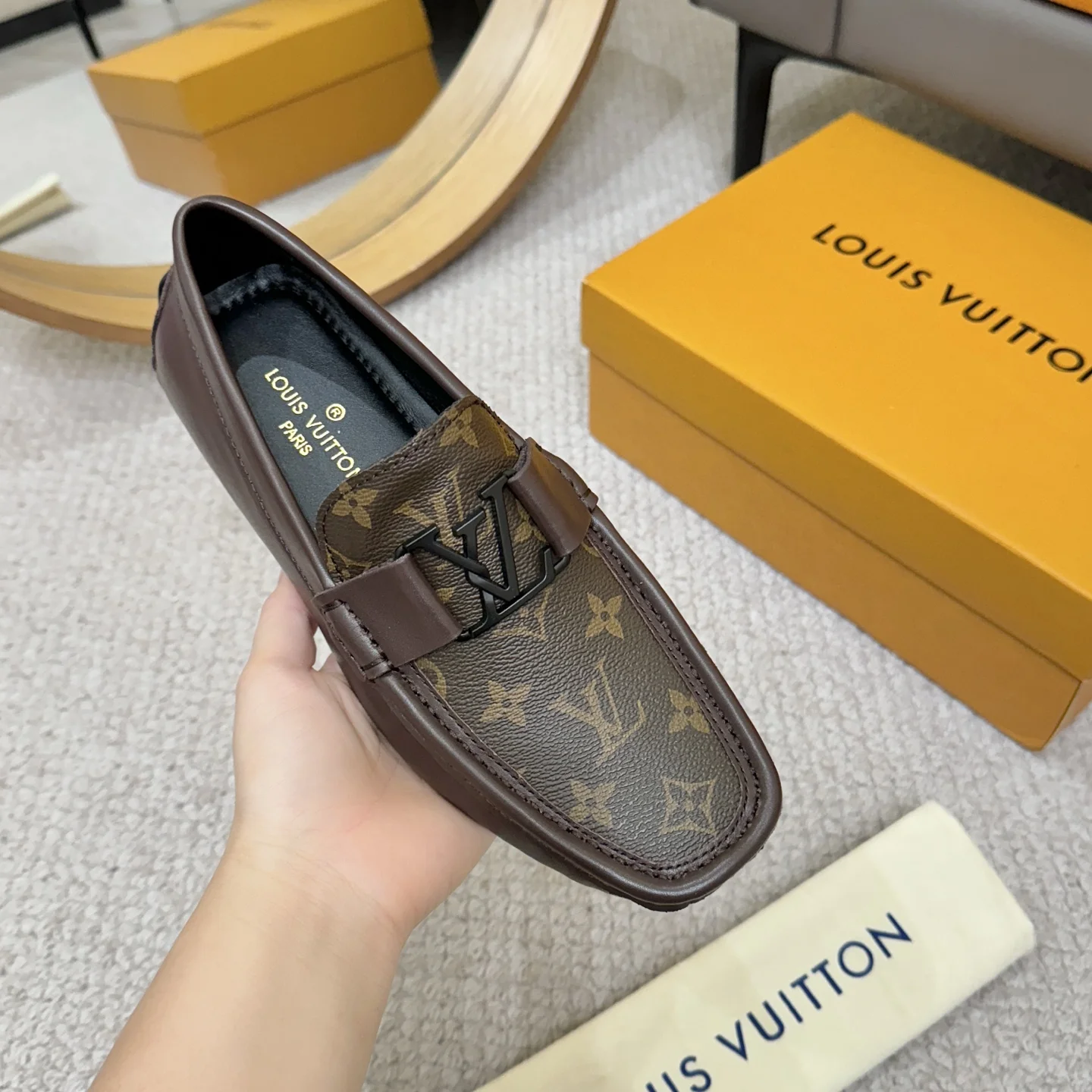 LV Loafers Calfskin Leather Brown-Black EU38-46 B00202609110123 - Image 5