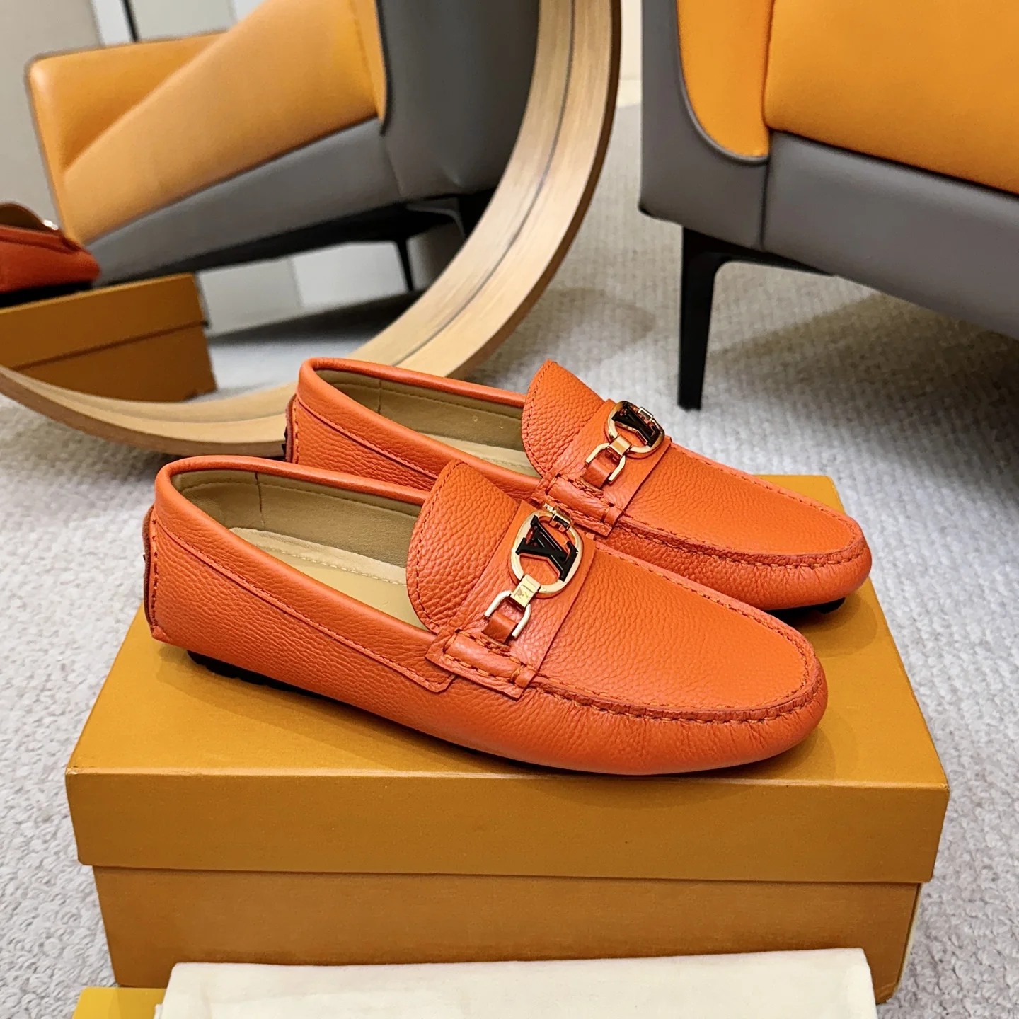 LV Loafers Orange-Gold B00202609110105 - Image 3