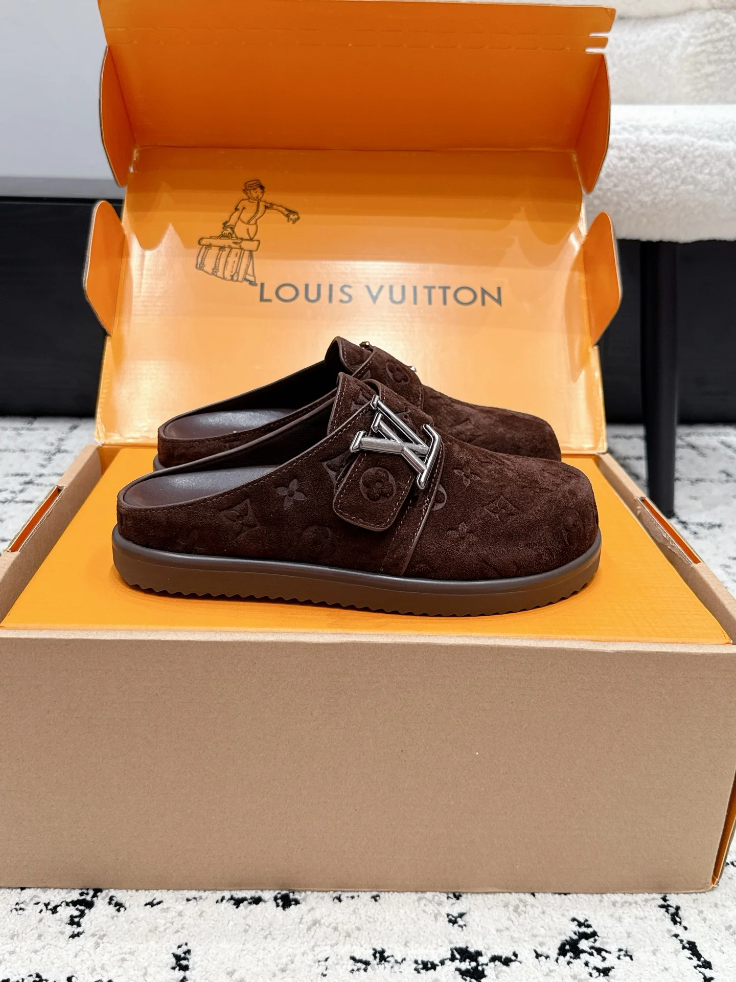 LV Mules Suede Leather Brown-Silver EU35-45 B70202609111848 - Image 2