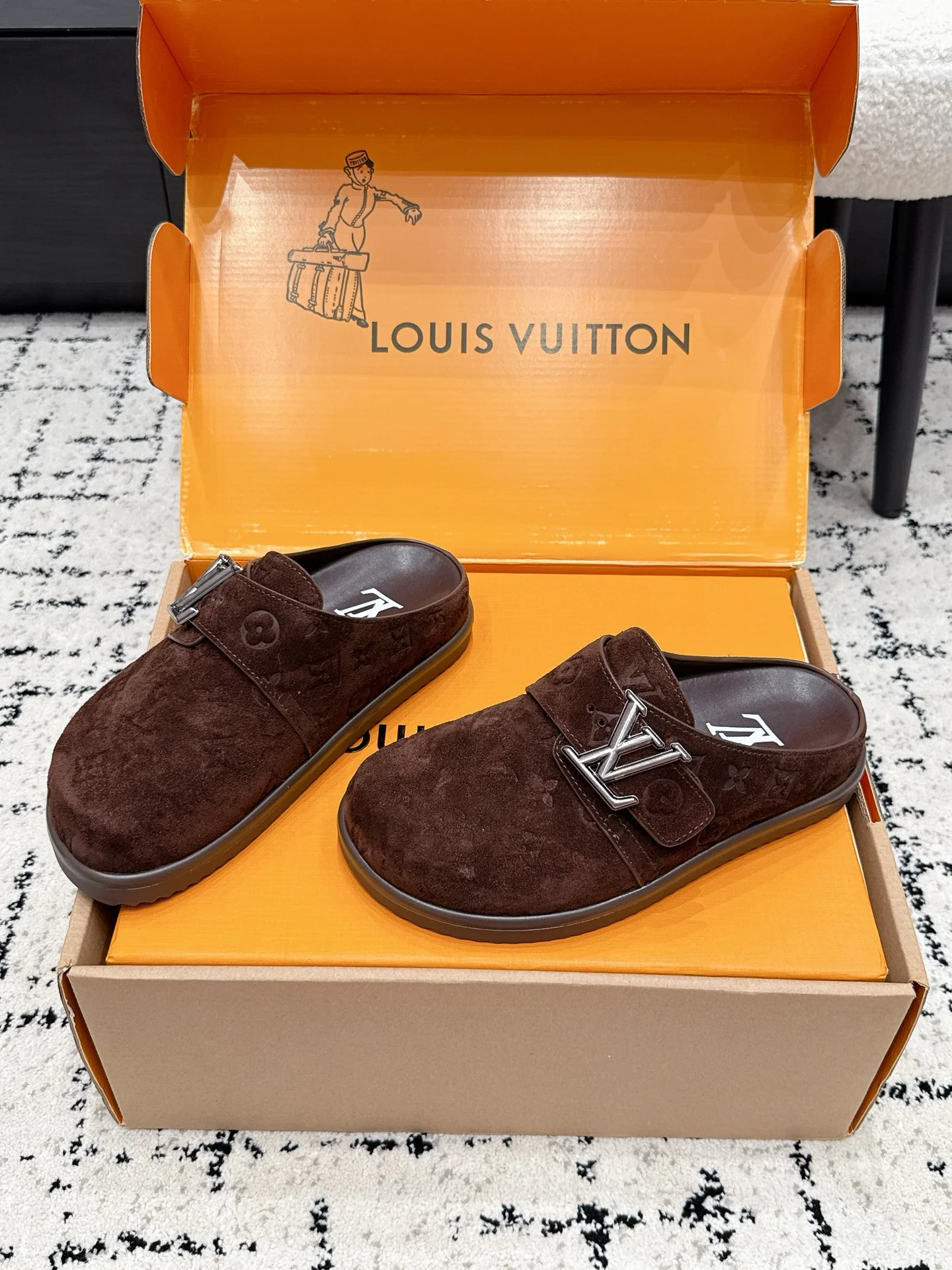 LV Mules Suede Leather Brown-Silver EU35-45 B70202609111848 - Image 3