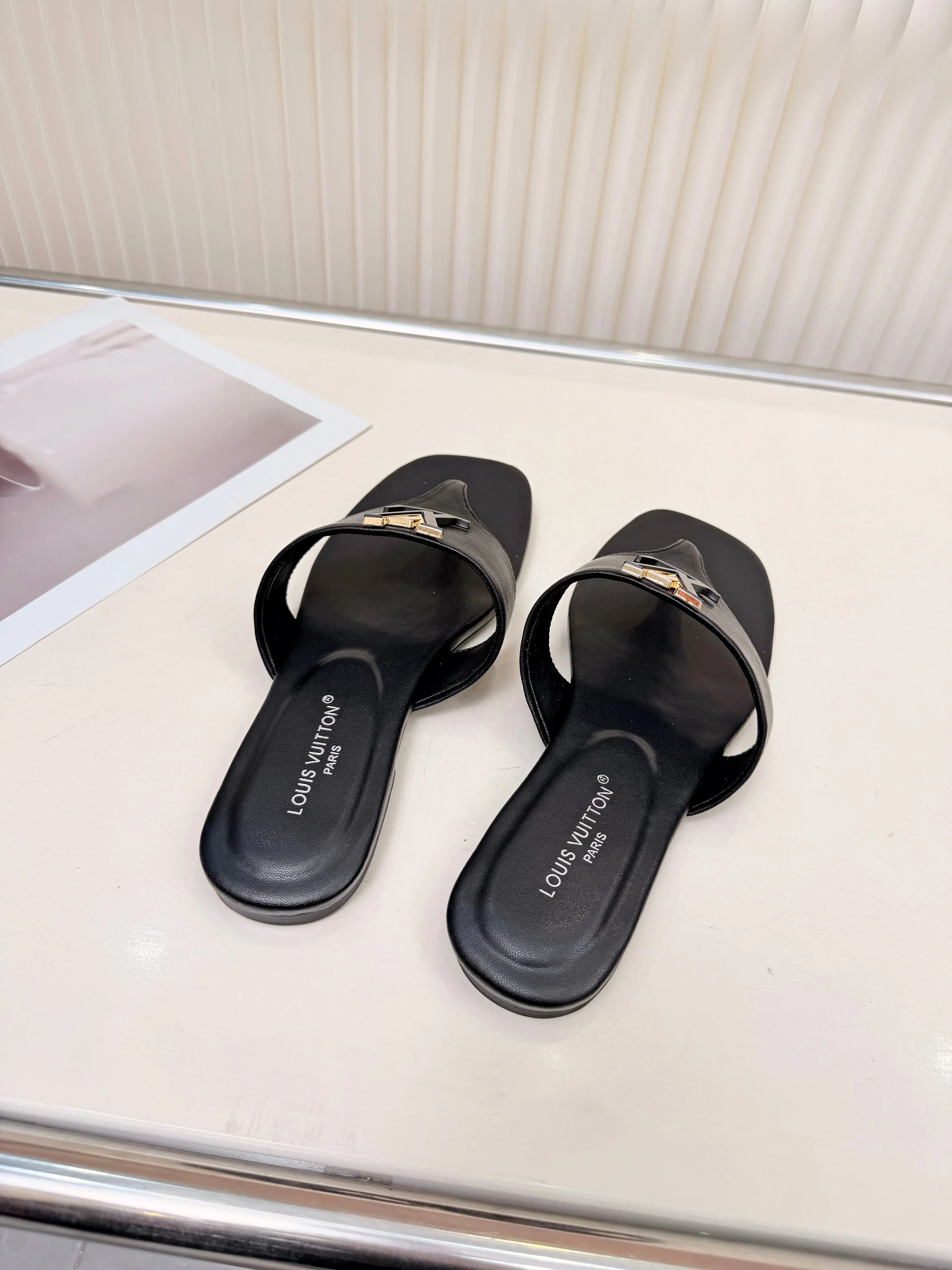 LV Sandals Calf Leather Black-Gold EU35-40 A60202609111189 - Image 6