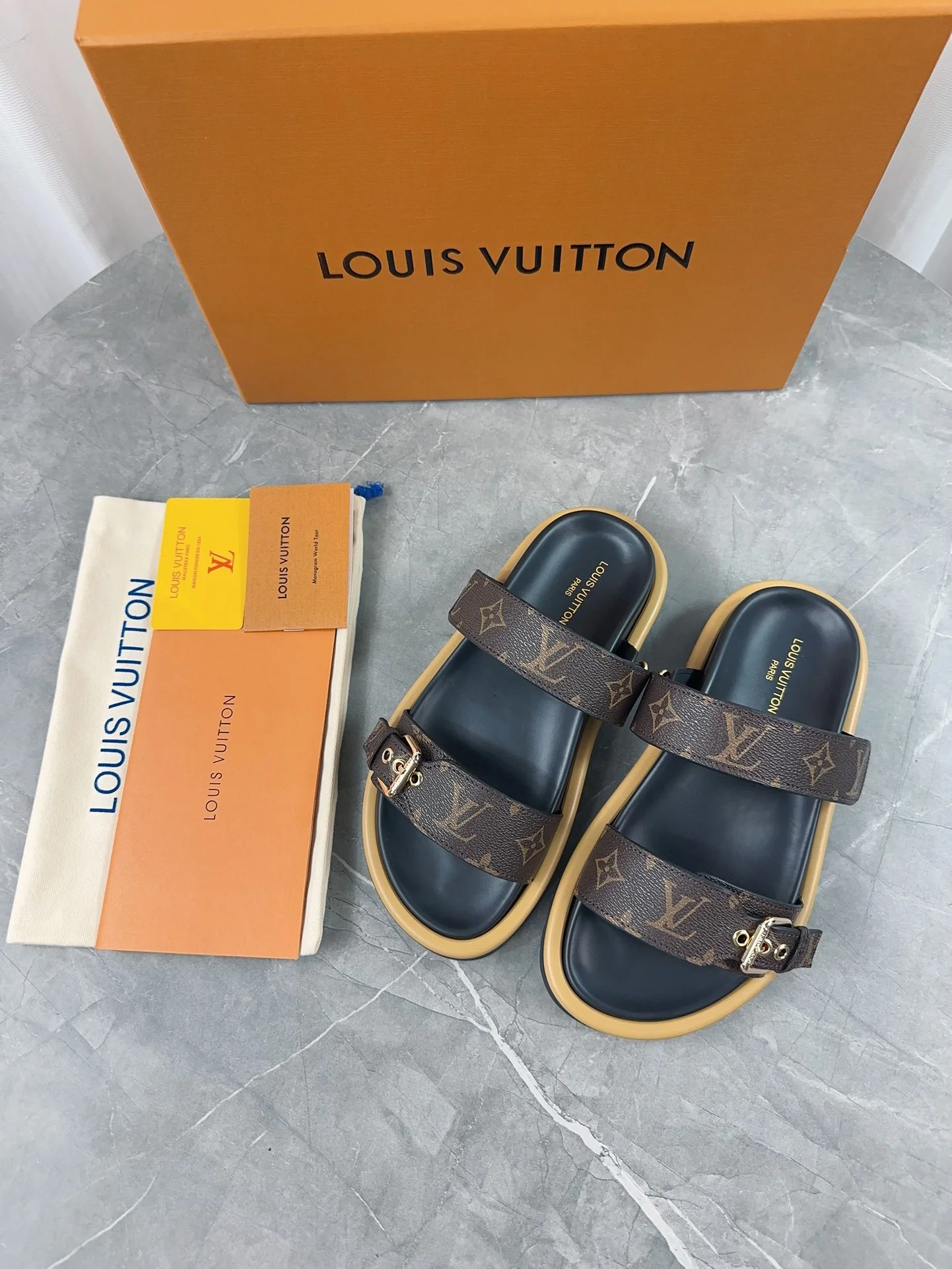 LV Sandals Leather Black-Brown EU35-45 A80202609111236 - Image 2