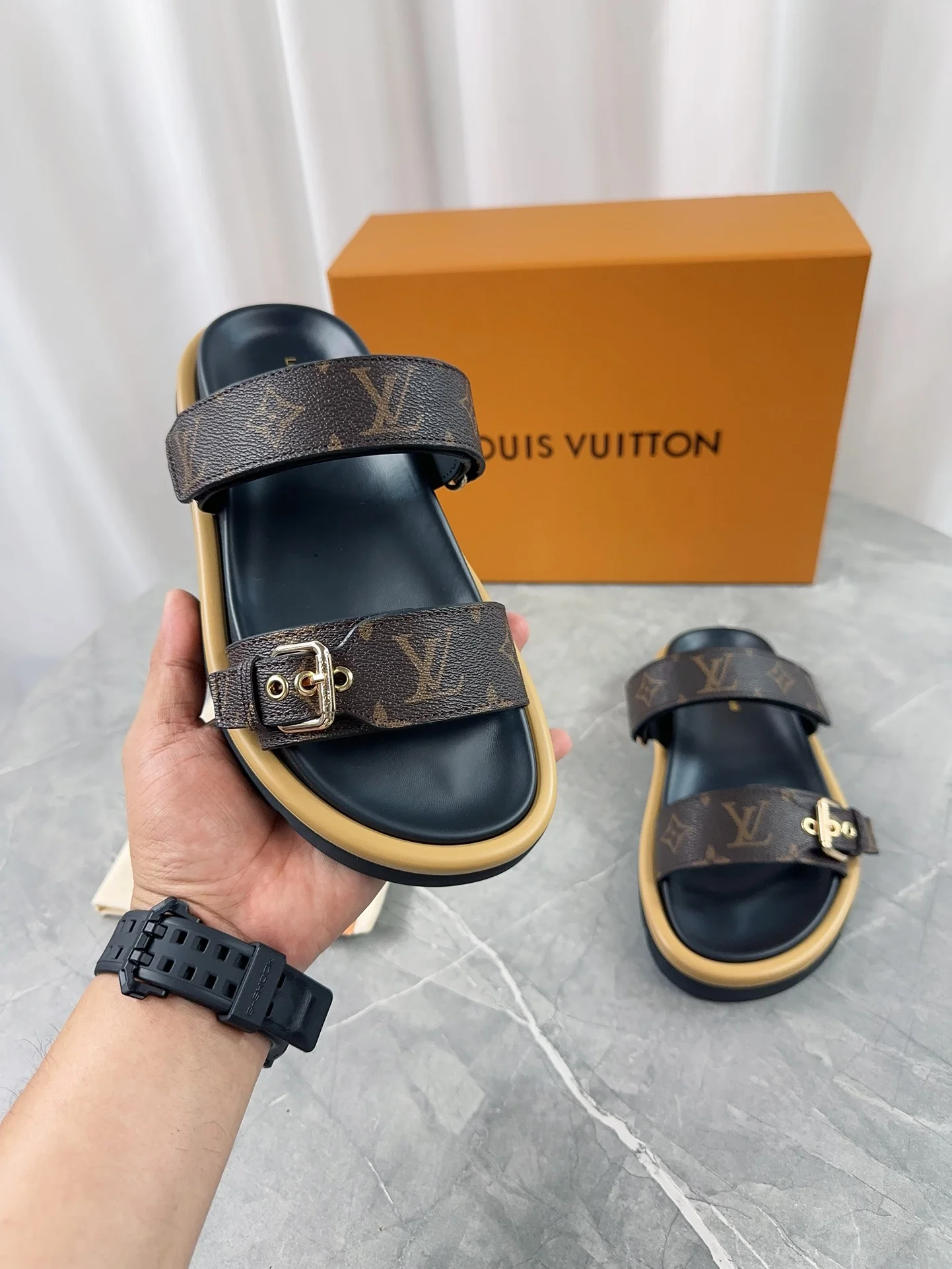 LV Sandals Leather Black-Brown EU35-45 A80202609111236 - Image 5