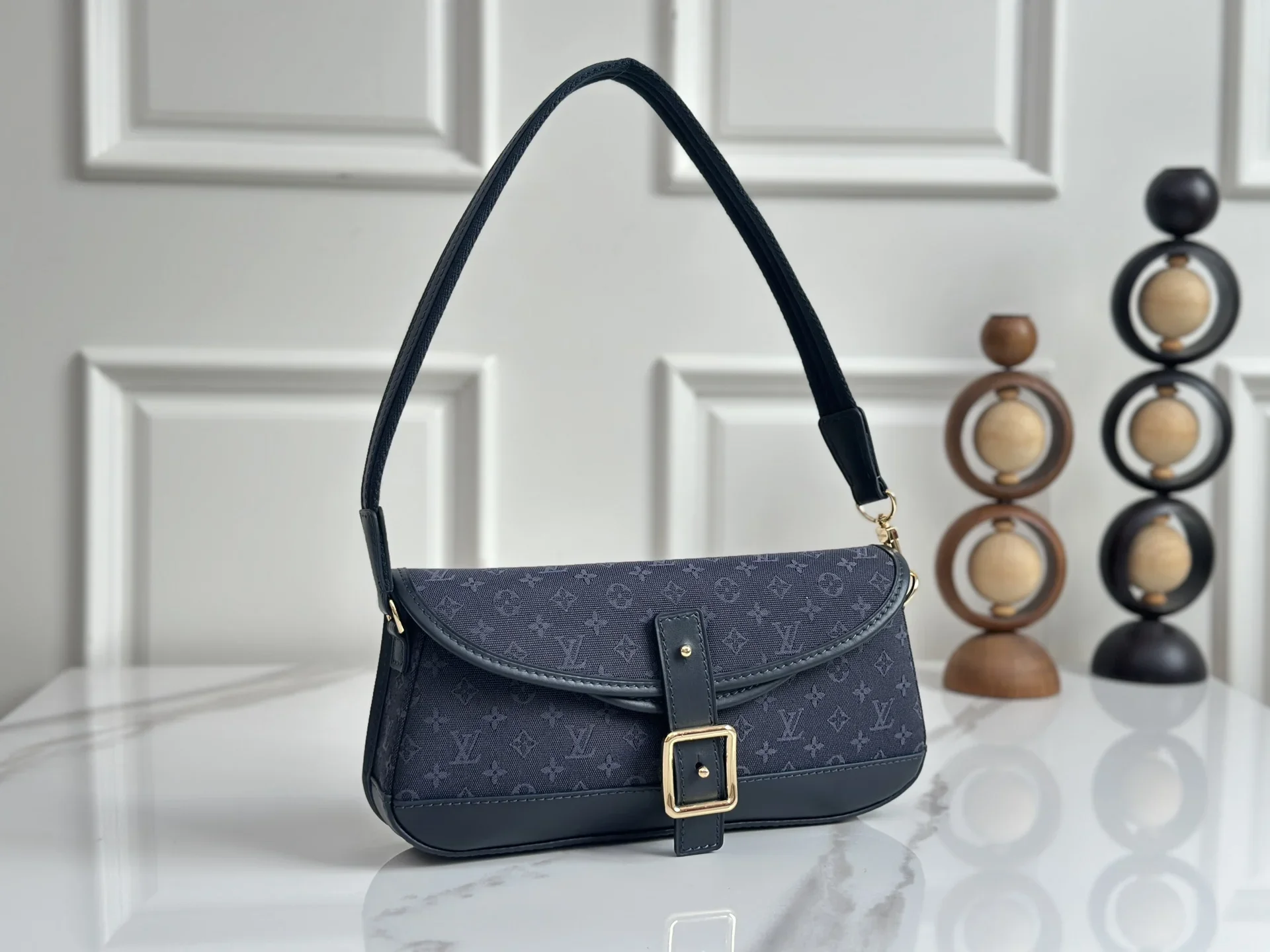 LV Shoulder Bags Denim Canvas Blue-Gold 26X12X3CM D60202609090325