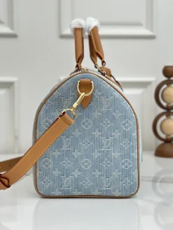Alternative view of LV Shoulder Bags Denim Leather Blue-Tan 34X22X19CM E90202609090364