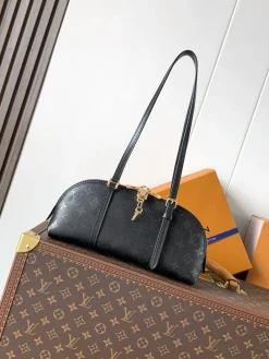 LV Shoulder Bags Leather Black-Gold 29X14X8CM E00202609090328