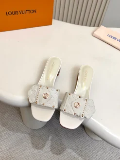 LV Slides Calf Leather White-Gold A60202609111114