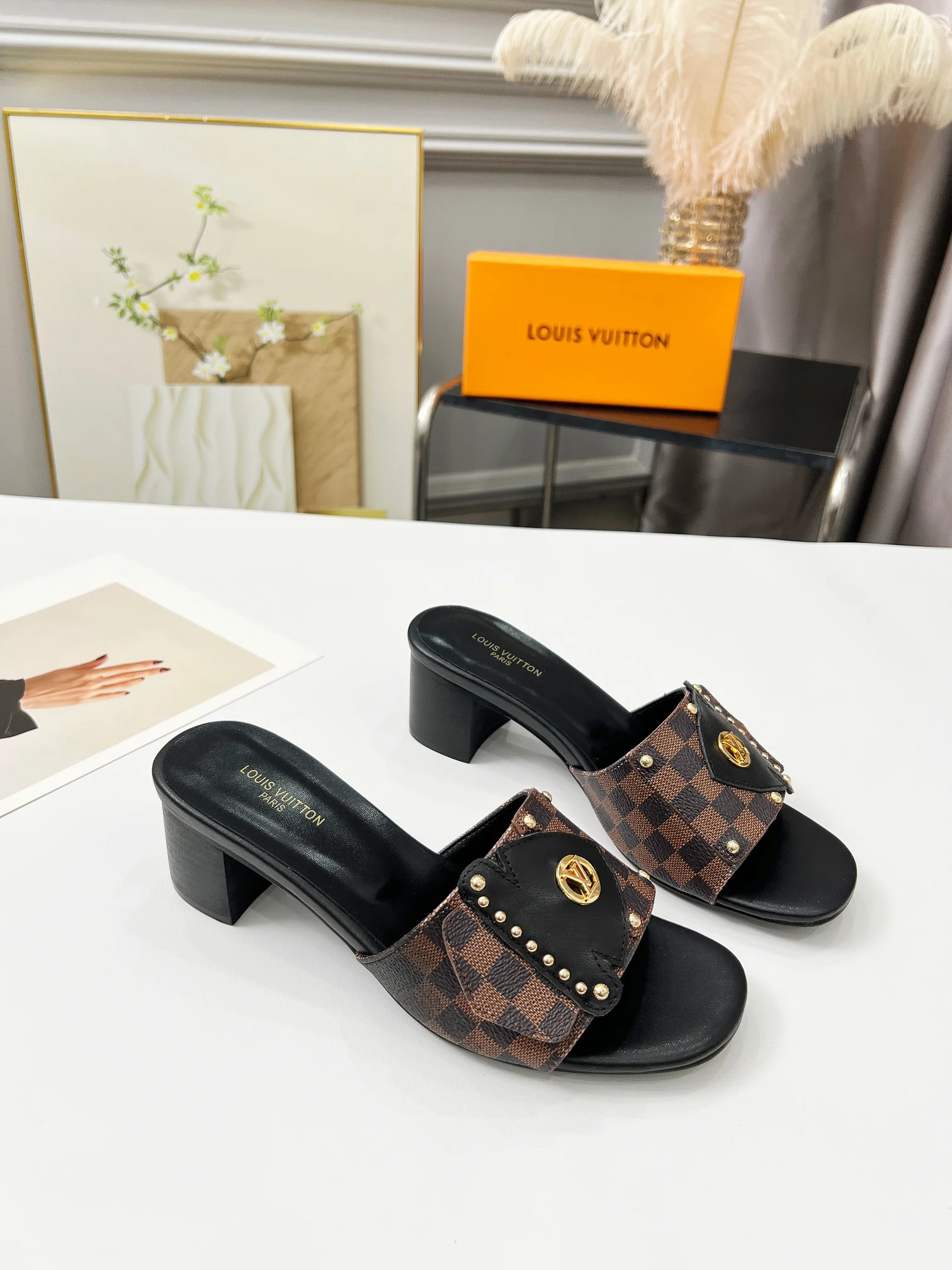 LV Slides Canvas Leather Brown-Black EU35-40 A80202609111198 - Image 4