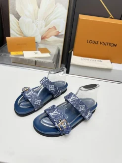 LV Slides Jacquard Lambskin Blue-White EU35-44 A80202609111233