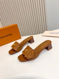 Alternative view of LV Slides Leather Brown-Gold A60202609111116