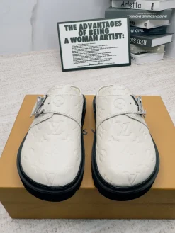 LV Slides Leather Fabric White-Black EU35-46 B10202609111696