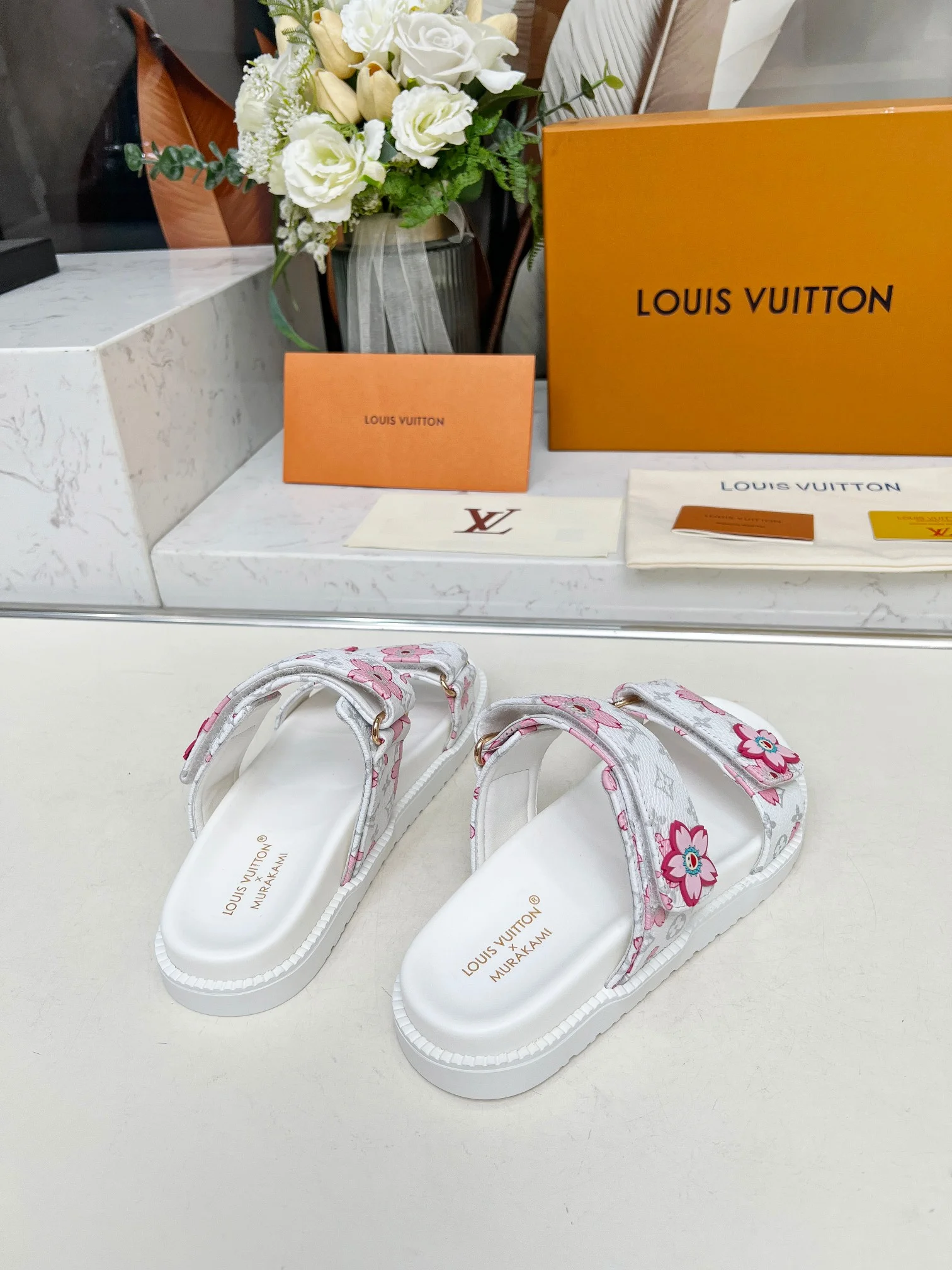 LV Slides Leather White-Pink EU35-45 A90202609111207 - Image 7