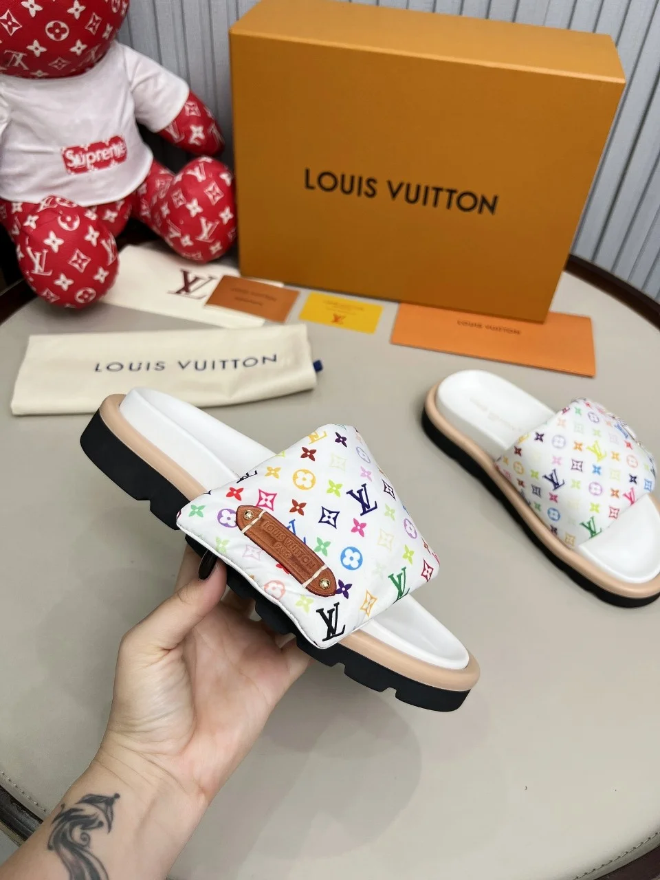 LV Slides Technical Fabric White-Multicolor EU35-45 A60202609111224 - Image 2