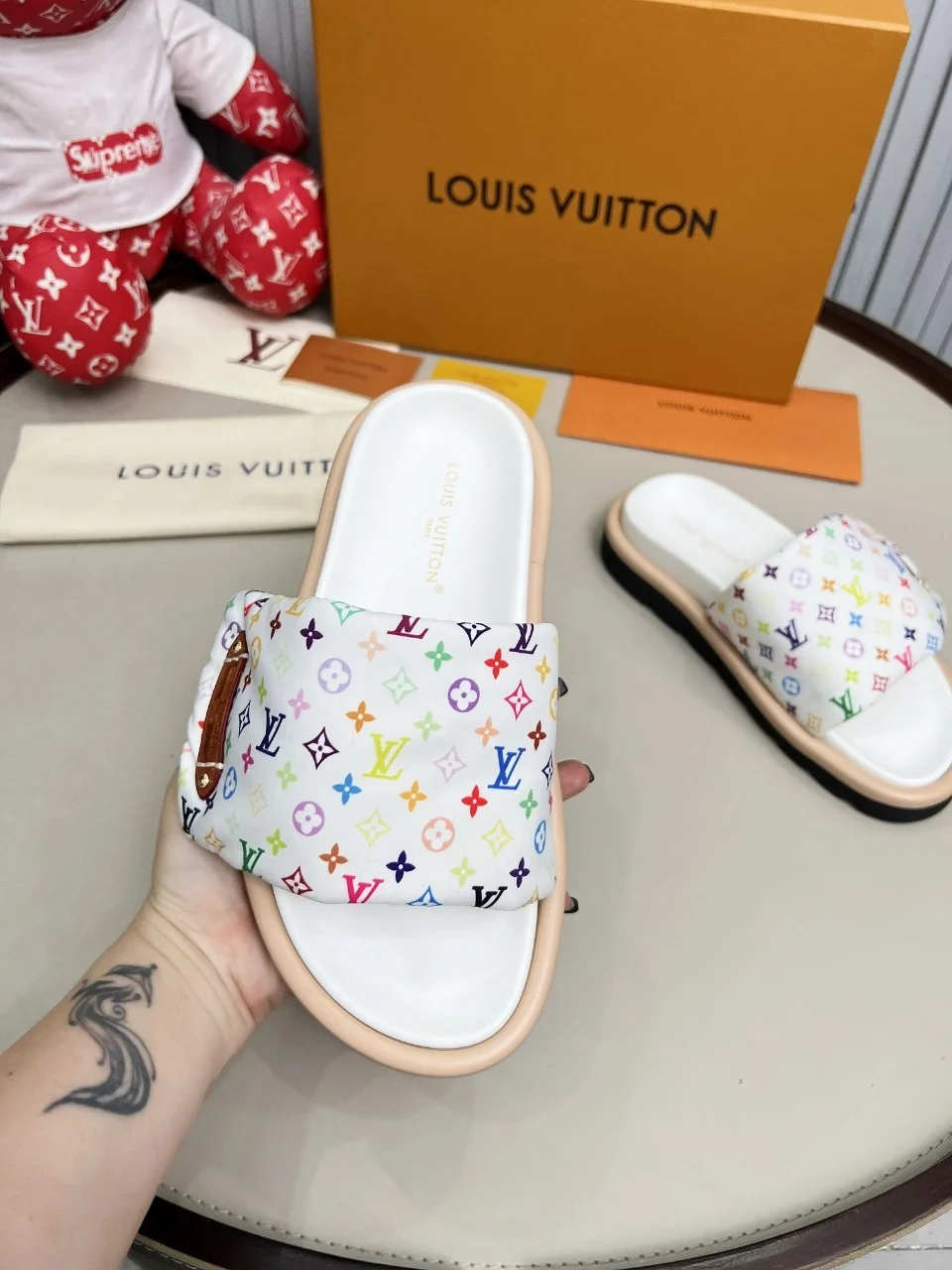 LV Slides Technical Fabric White-Multicolor EU35-45 A60202609111224 - Image 3