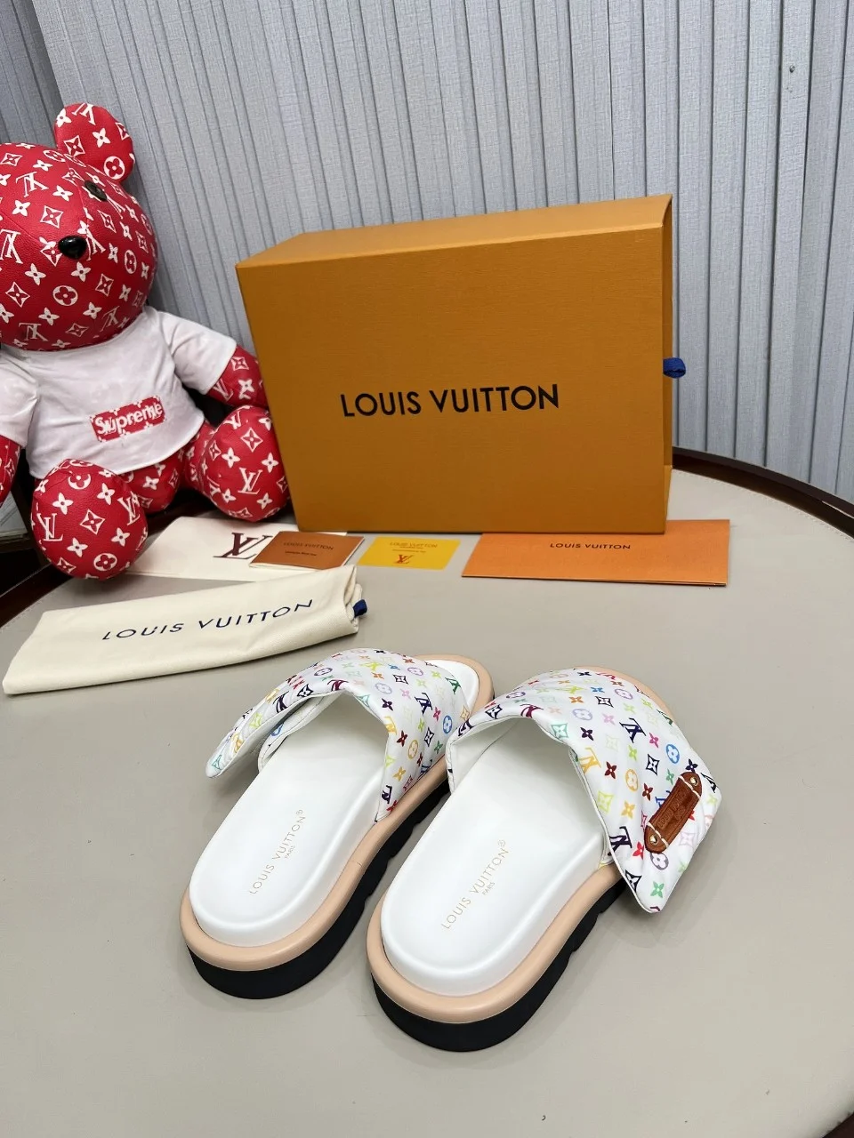 LV Slides Technical Fabric White-Multicolor EU35-45 A60202609111224 - Image 4