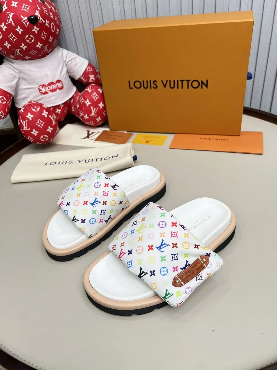 LV Slides Technical Fabric White-Multicolor EU35-45 A60202609111224 - Image 5