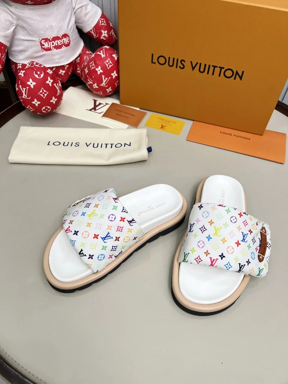 LV Slides Technical Fabric White-Multicolor EU35-45 A60202609111224 - Image 6
