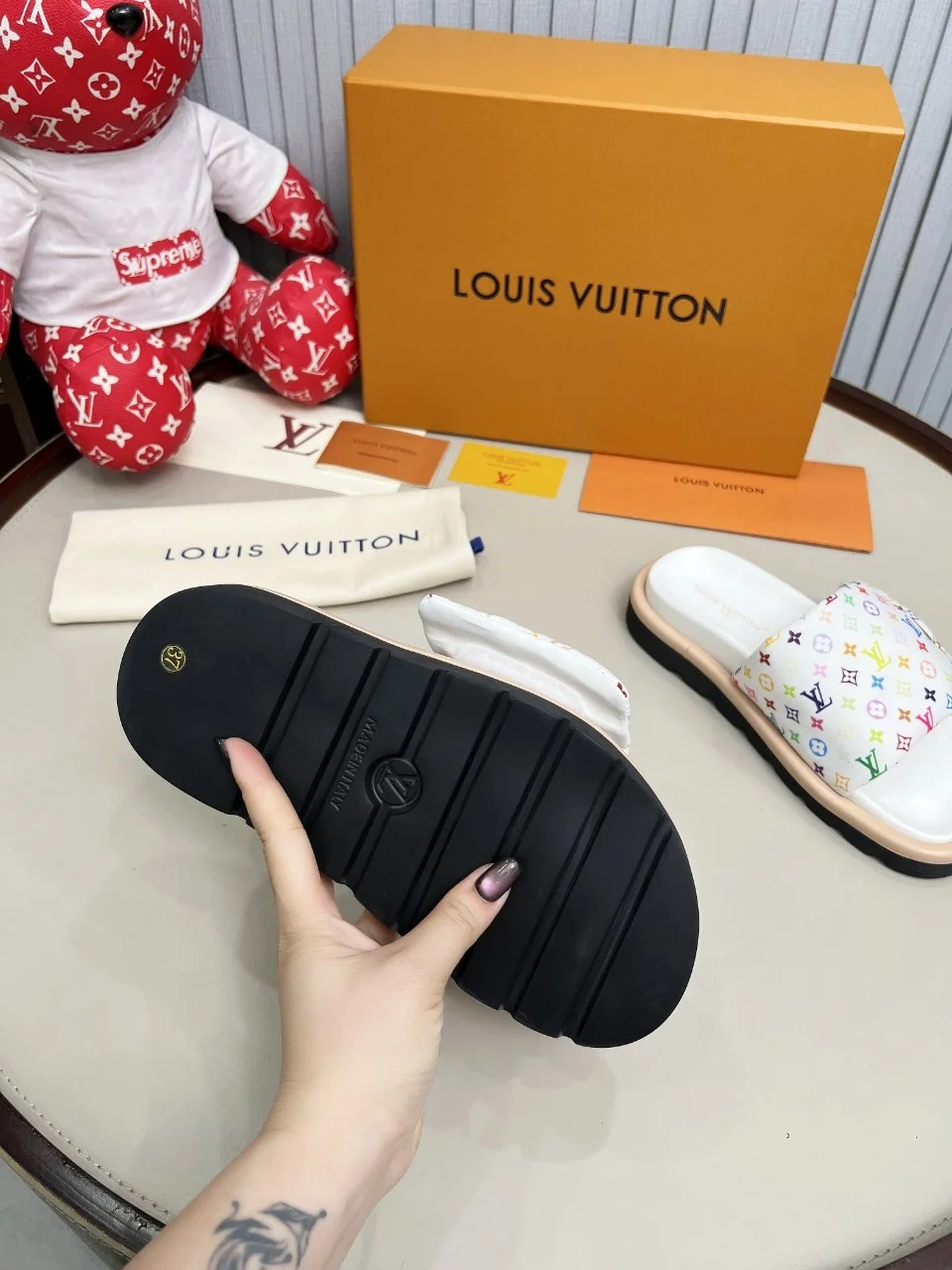 LV Slides Technical Fabric White-Multicolor EU35-45 A60202609111224 - Image 7